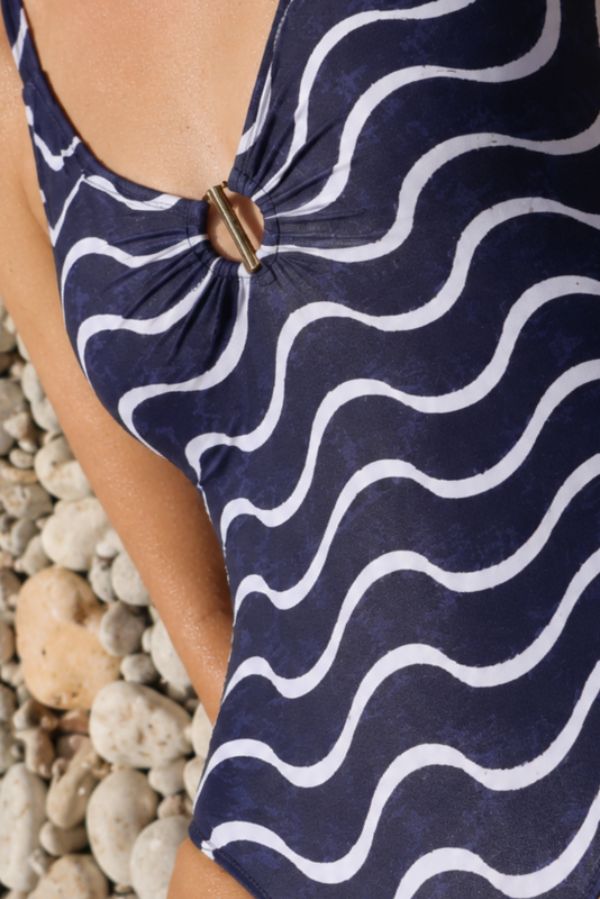 Maillot de bain amincissant à imprimé vagues marines, bonnet C