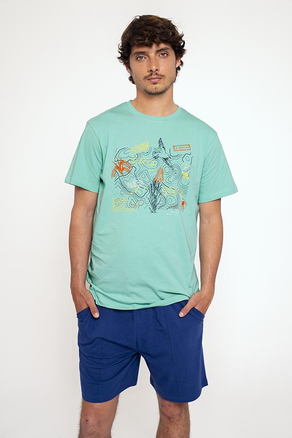 T-shirt graphique pyjama court en coton pour homme | MUYDEMI