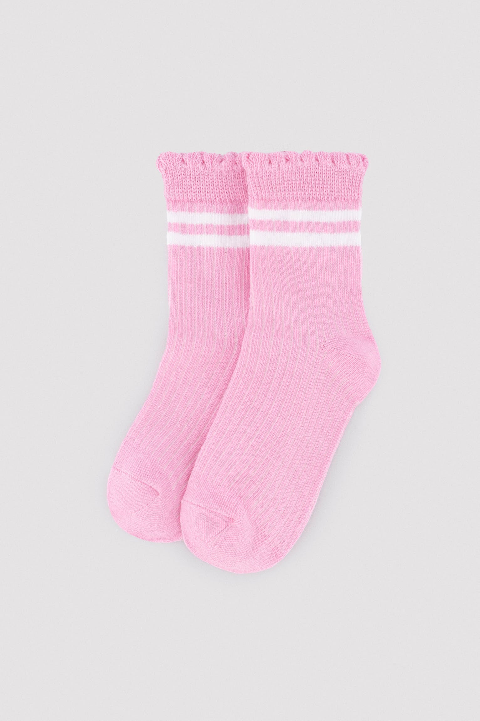 Lot de 3 chaussettes courtes avec bord-côtes retroussé et rayures contrastées