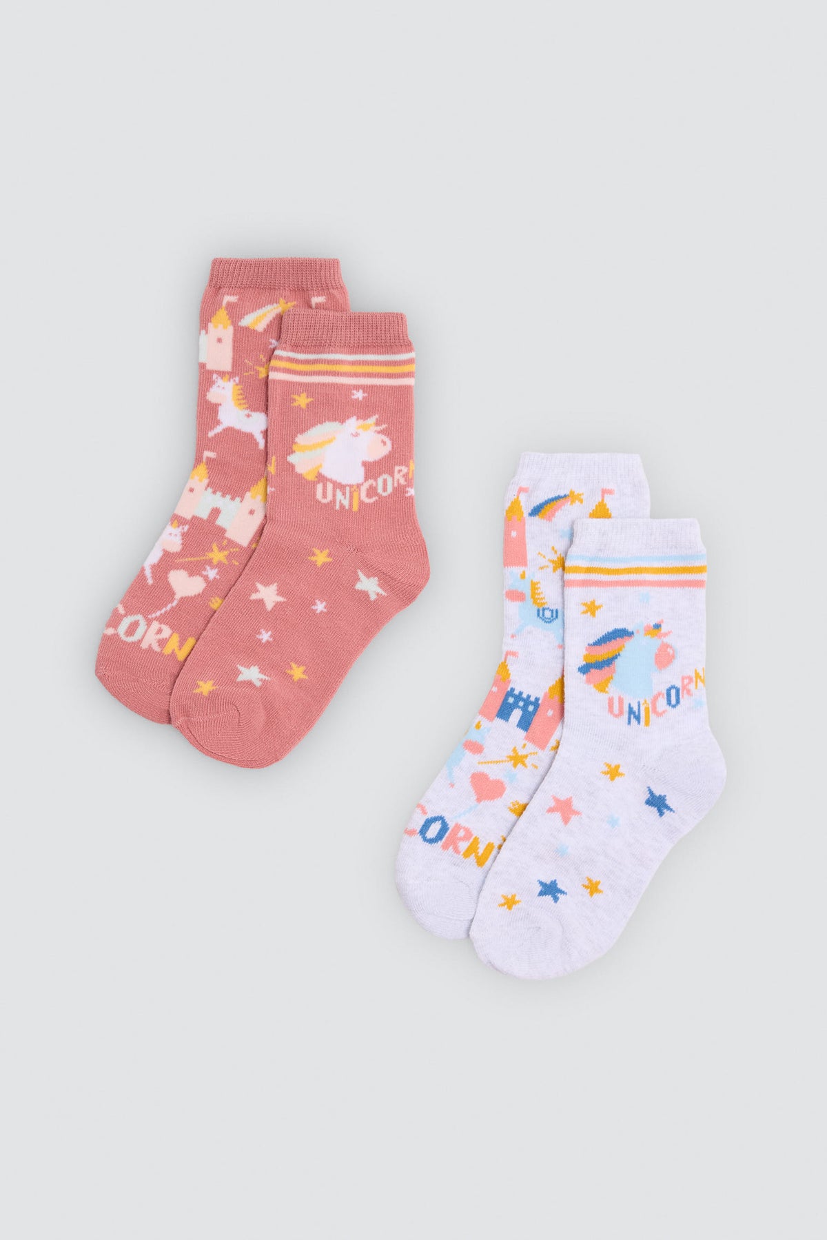 Lot de 2 chaussettes fille imprimé licornes