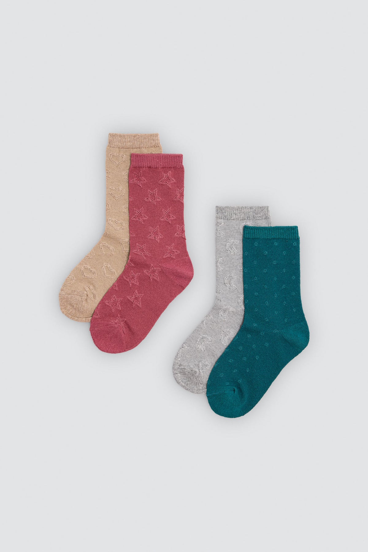 Lot de 4 chaussettes fille bord anti-compression imprimés variés
