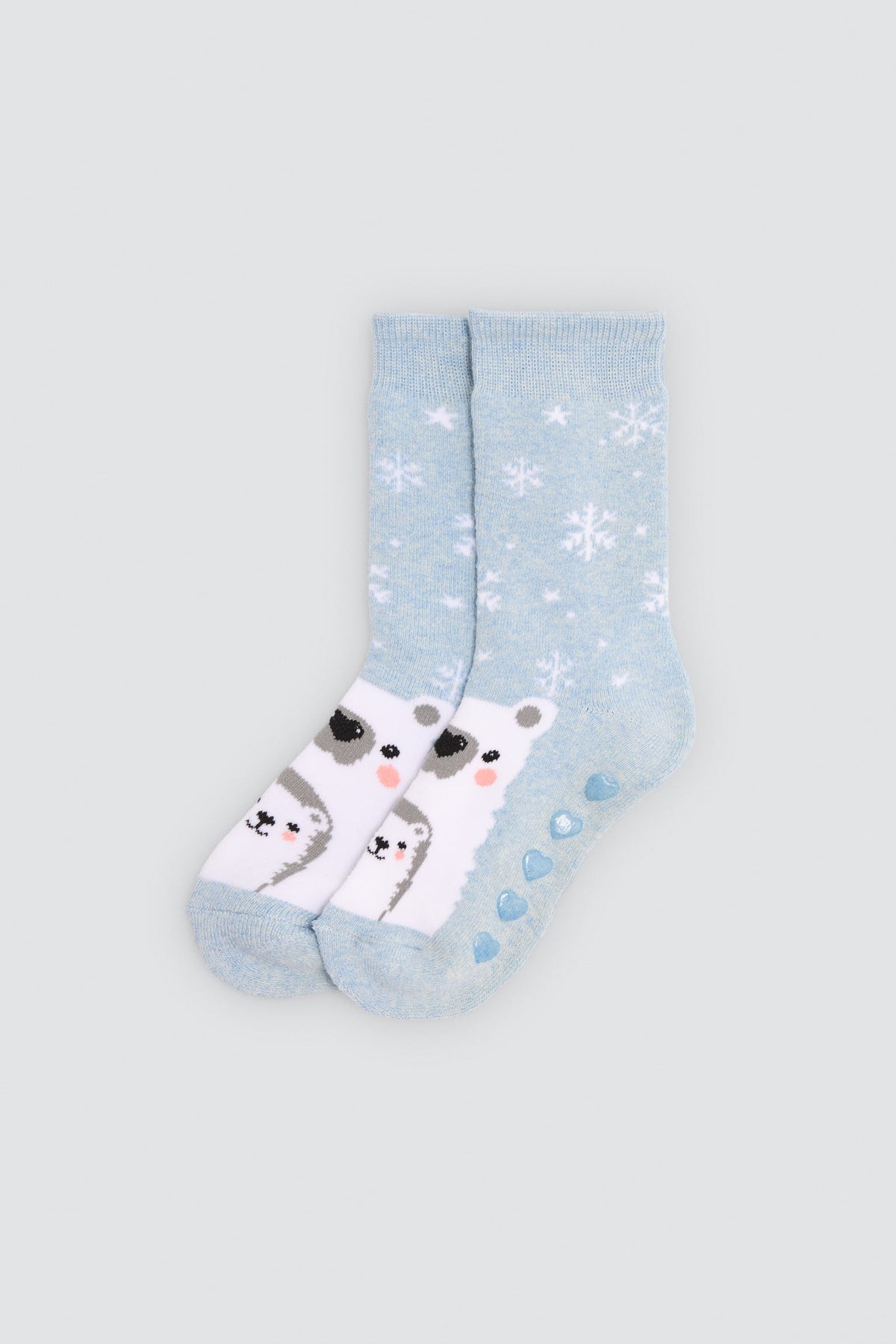 Lot de 3 chaussettes thermiques antidérapantes fille imprimé ours et pingouins