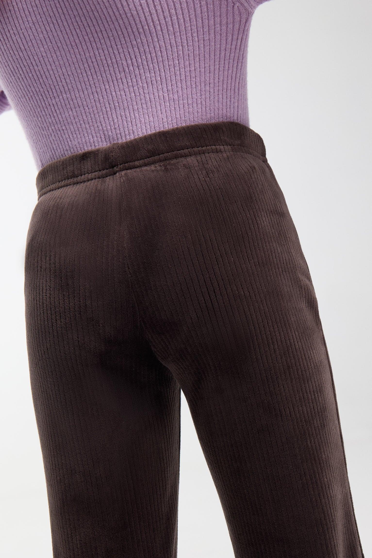 ULTRA THERMIQUE Pantalon fille marron chocolat molletonné effet velours côtelé