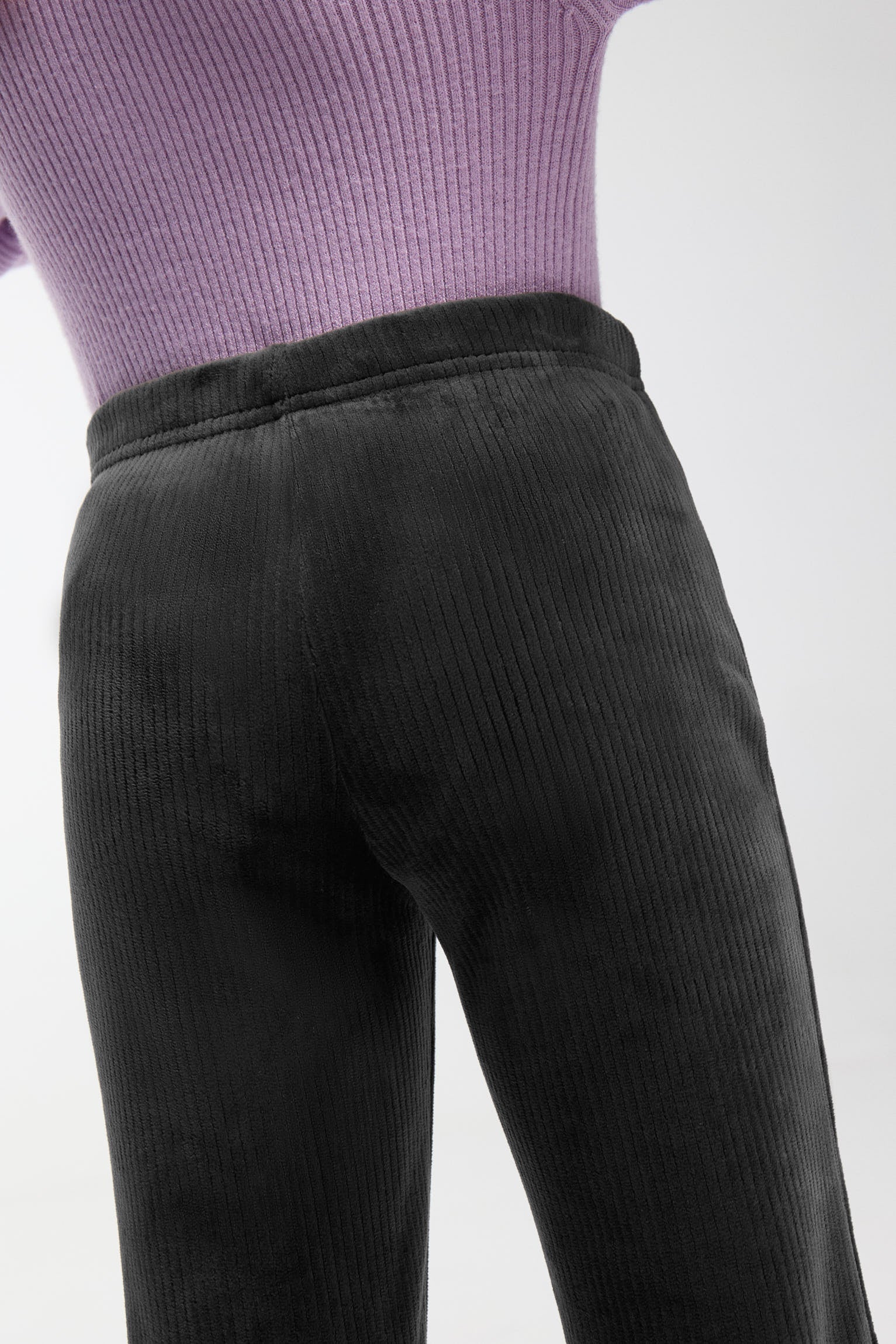 ULTRA THERMIQUE Pantalon fille noir molletonné effet velours côtelé
