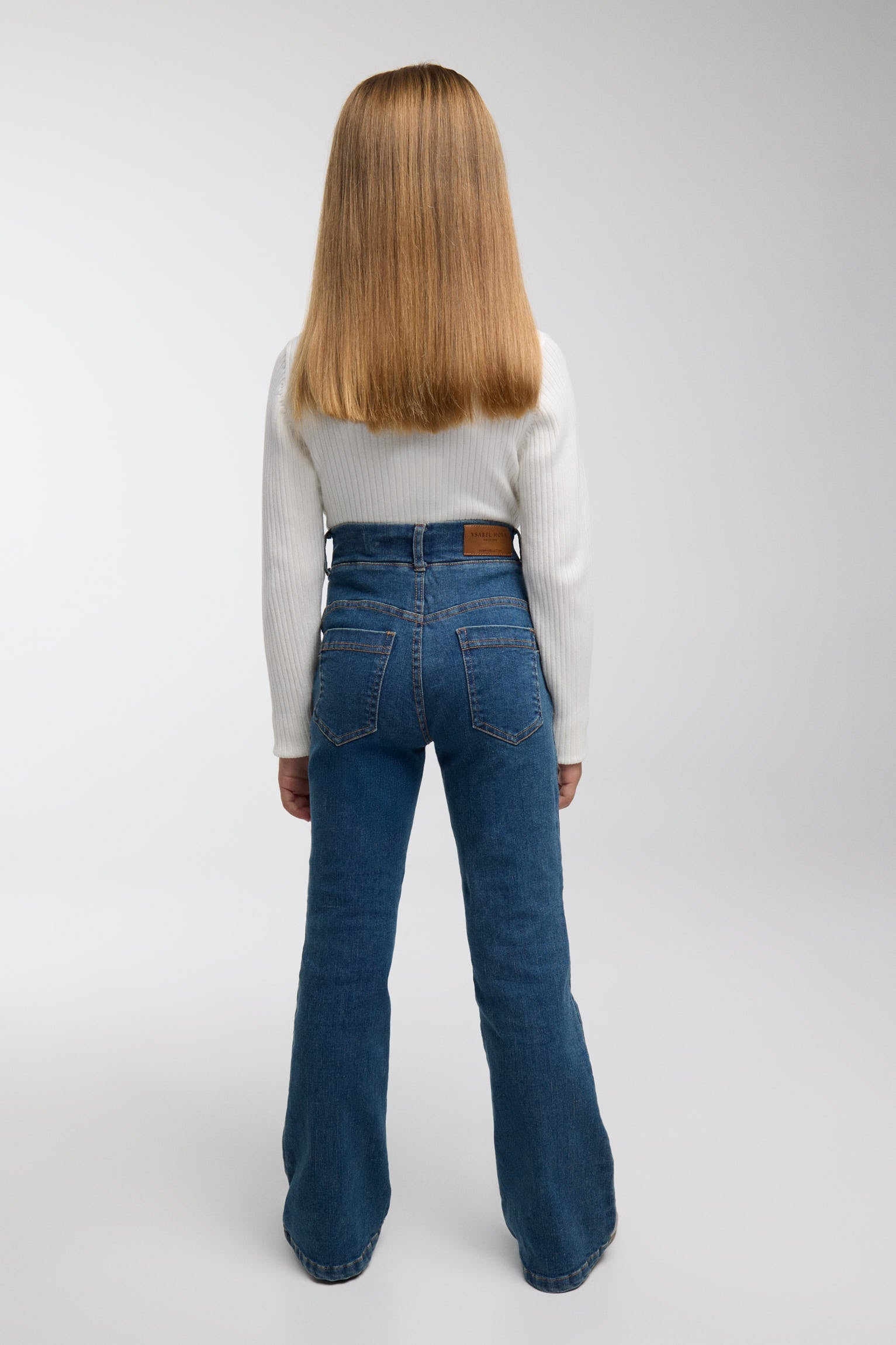 Pantalon fille évasé effet denim