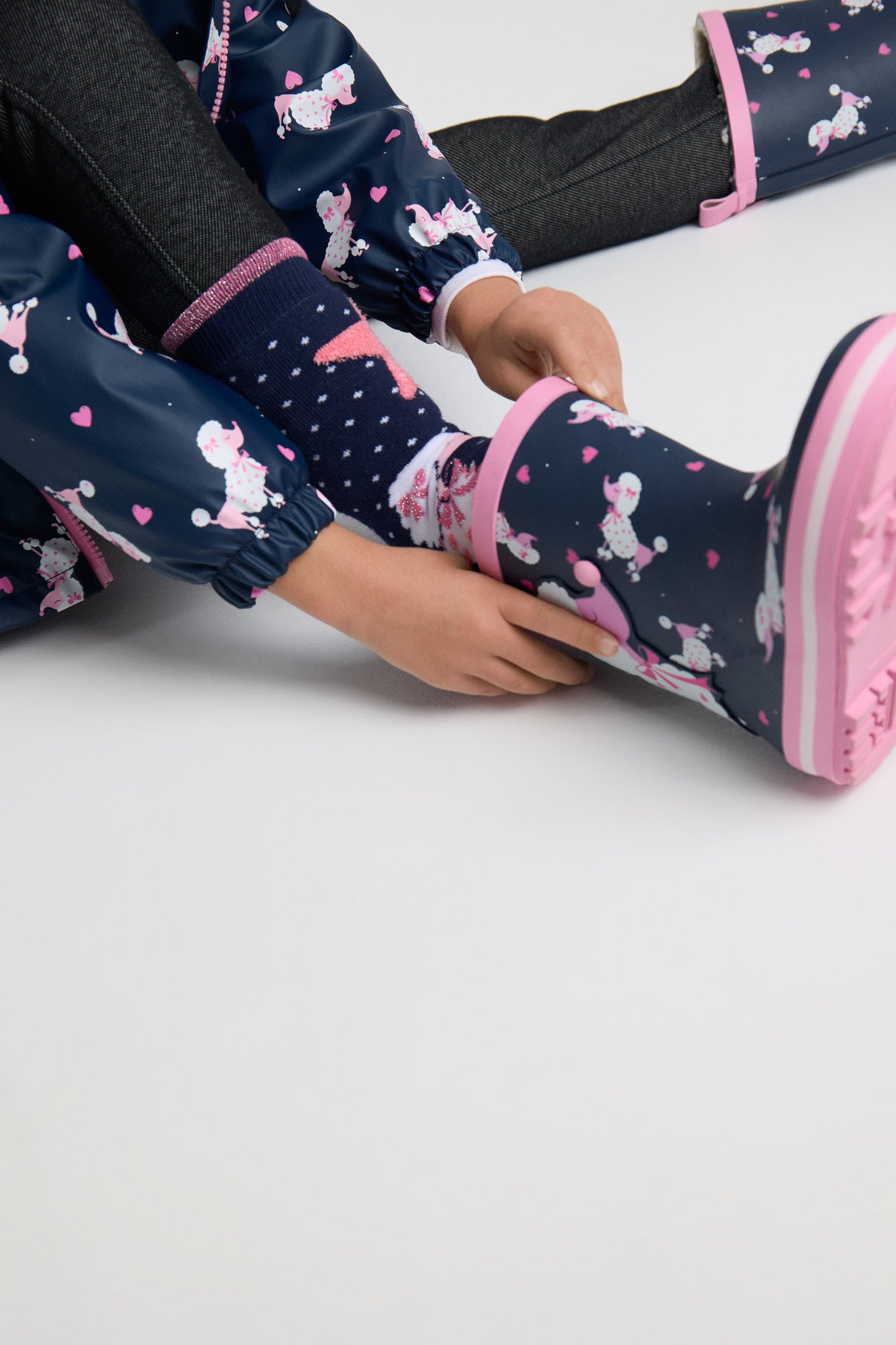 Bottes de pluie fille imprimé caniche doublure sherpa