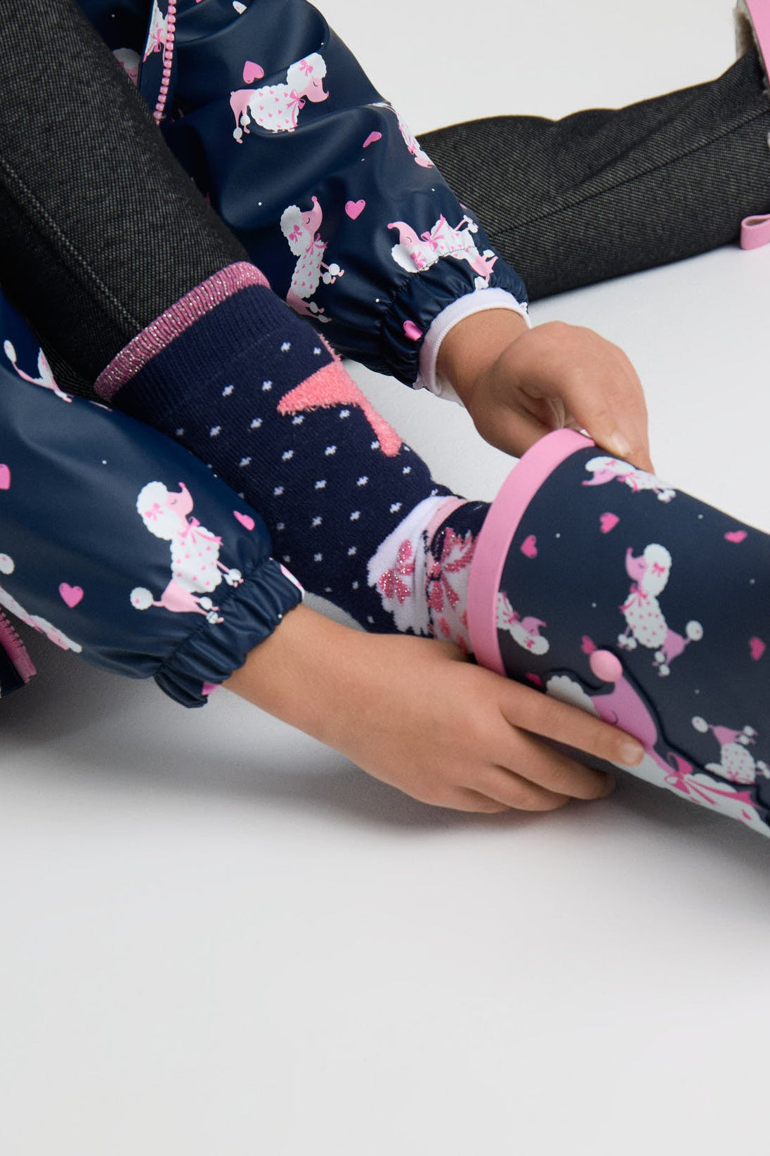 Lot de 3 chaussettes thermiques antidérapantes fille imprimé caniches