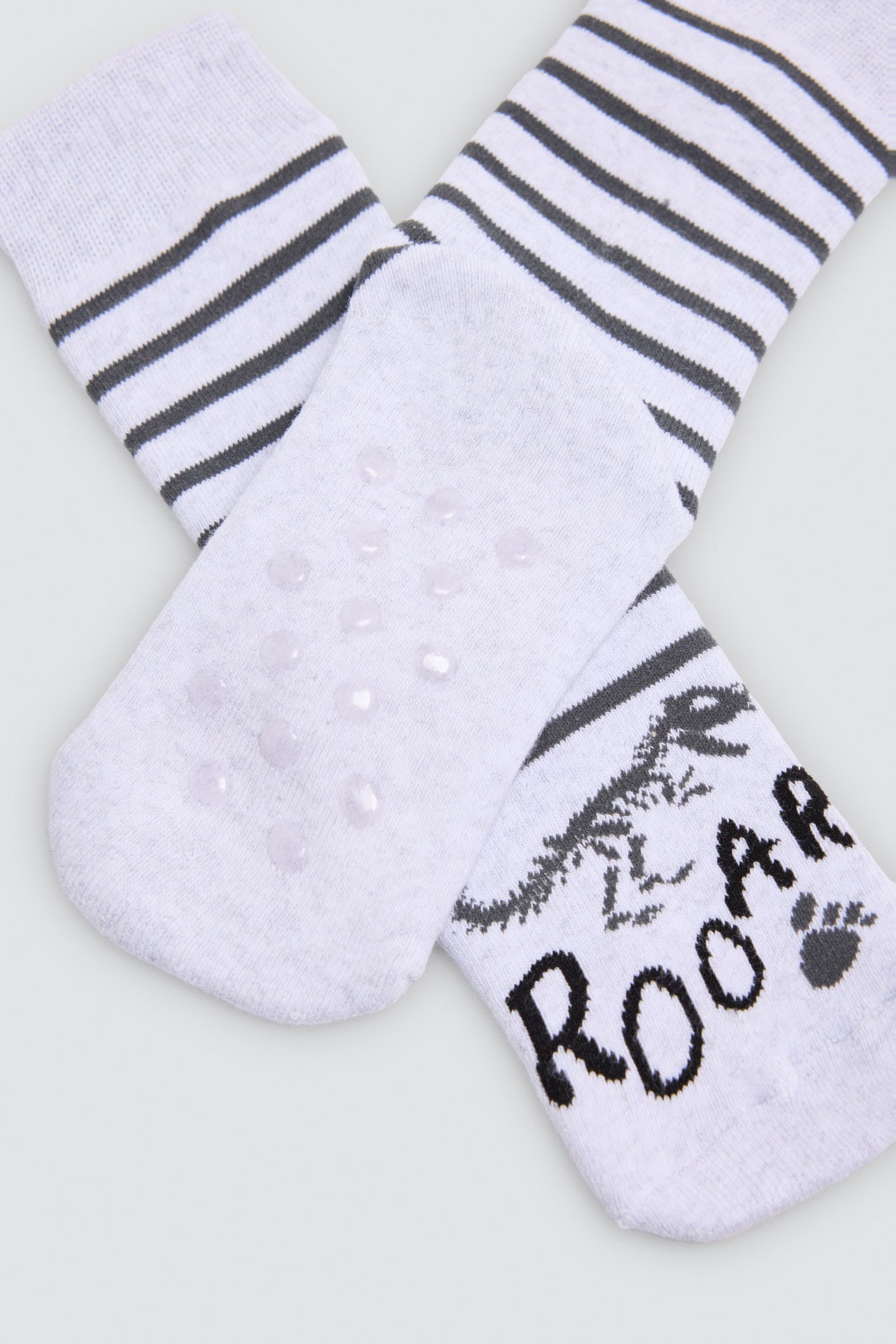 Lot de 3 chaussettes thermiques antidérapantes garçon imprimé dinosaures et empreintes