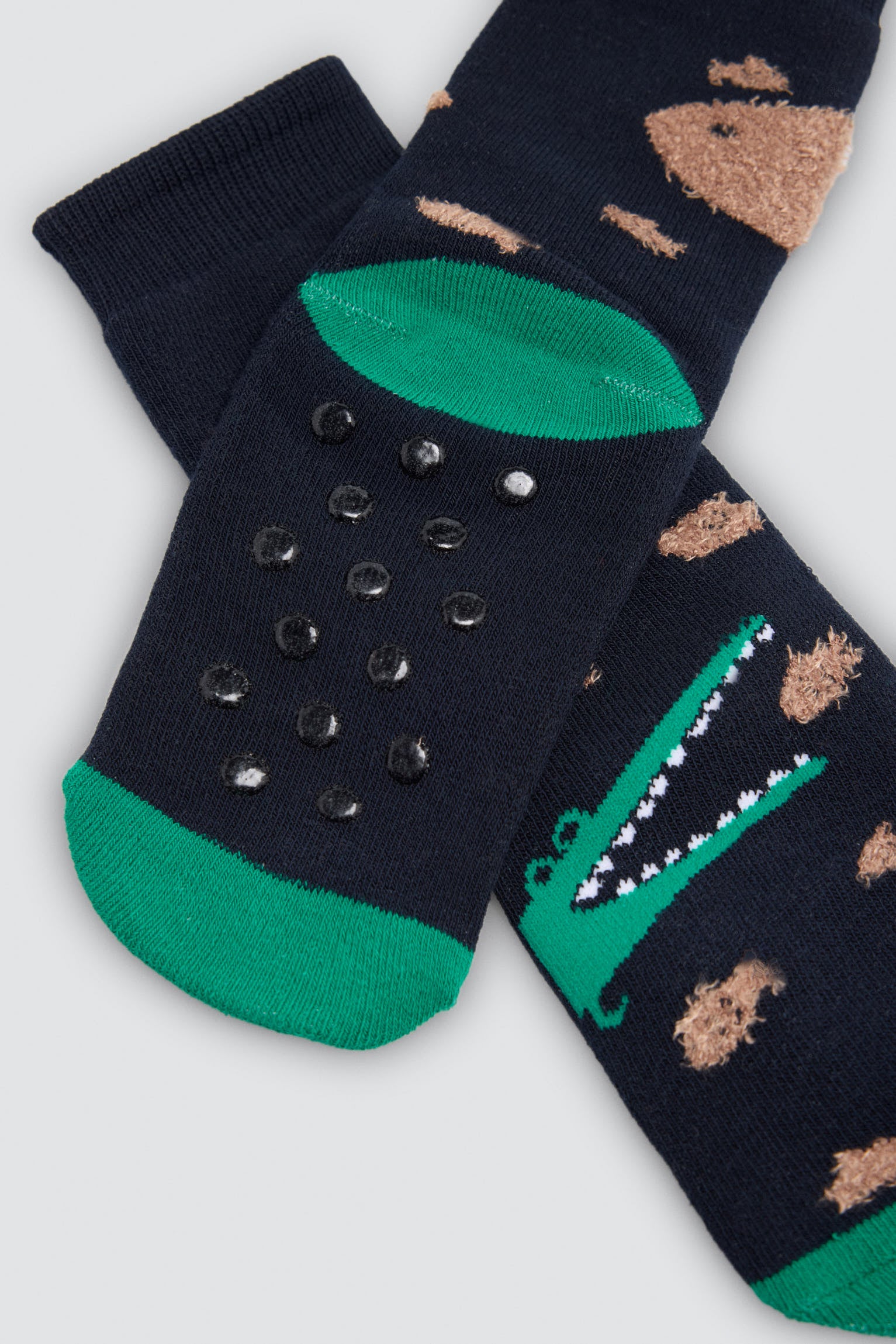 Lot de 3 chaussettes thermiques antidérapantes garçon imprimé crocodiles et requins