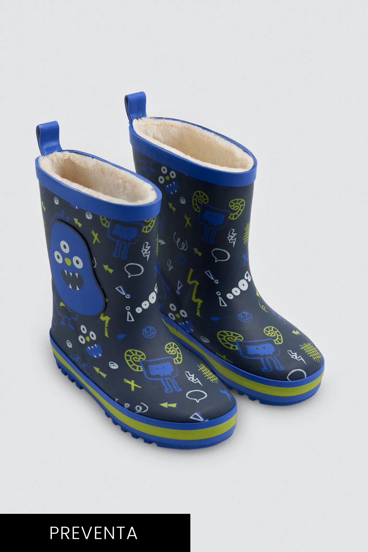 PRÉCOMMANDE Bottes de pluie garçon imprimé monstres doublure sherpa