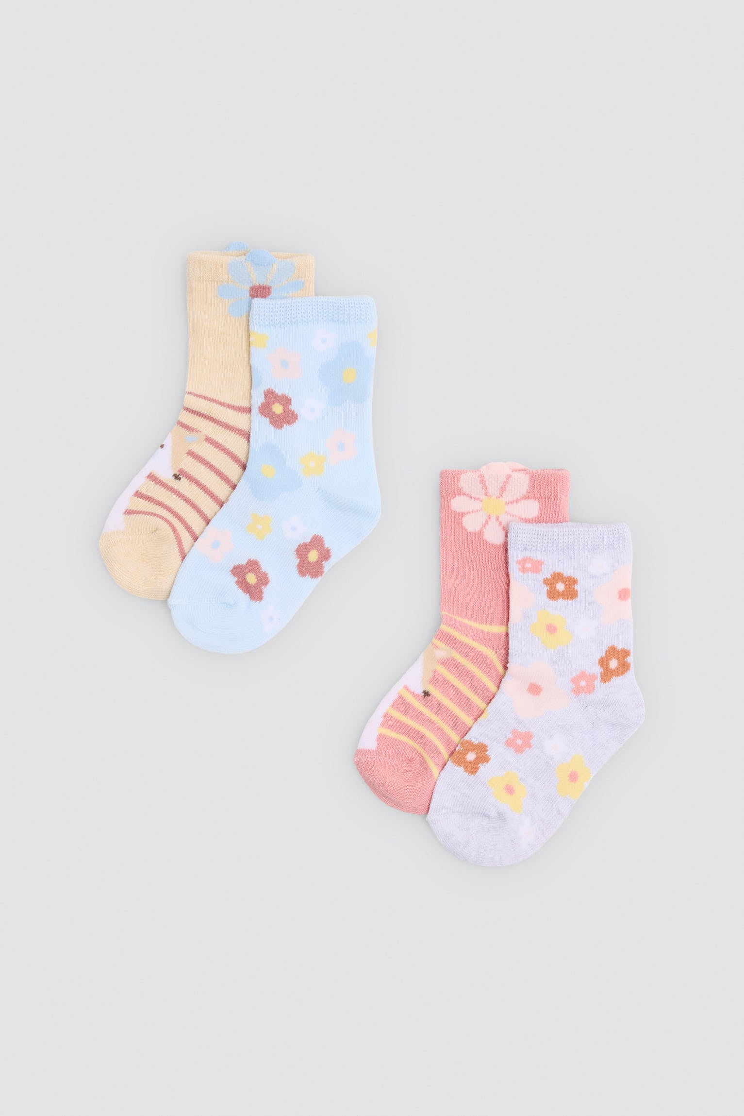 Lot de 4 chaussettes bébé imprimé fleurs et renards