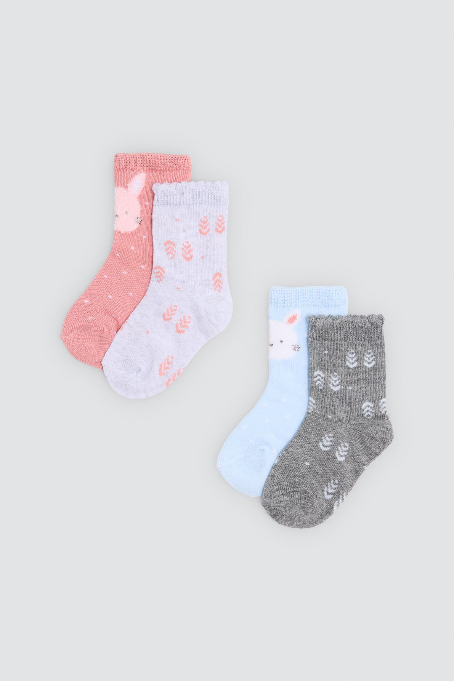 Lot de 4 chaussettes bébé imprimé lapins amusants