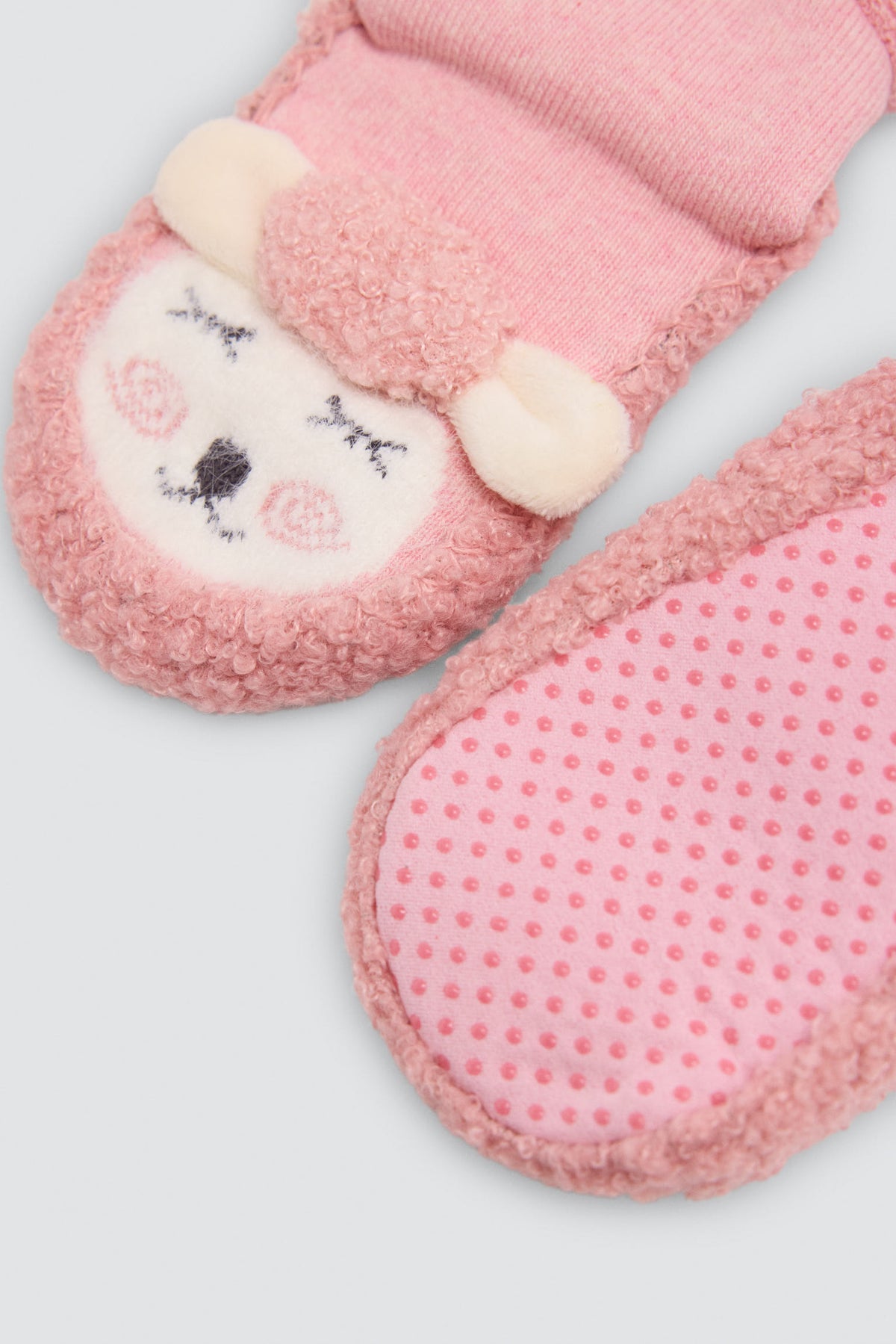 Chaussettes-chaussons thermiques bébé motif mouton rose