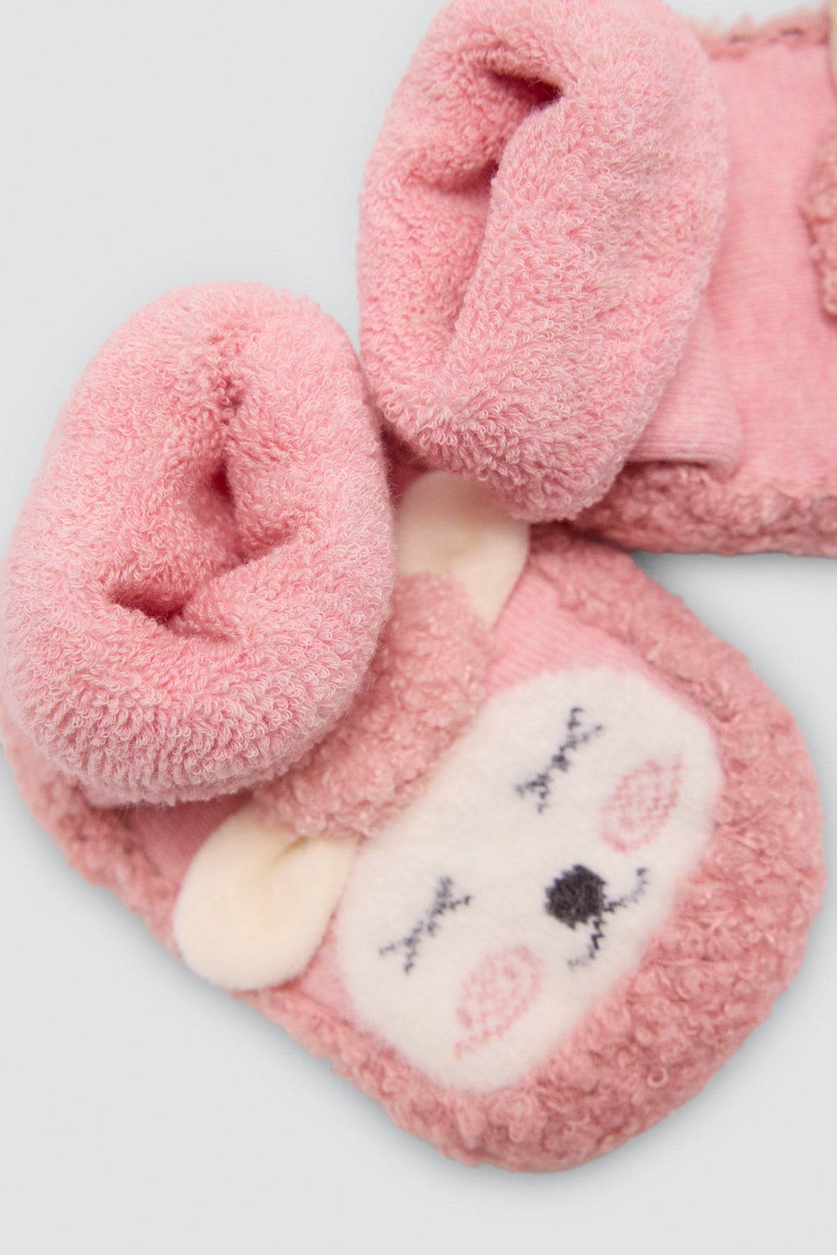 Chaussettes-chaussons thermiques bébé motif mouton rose