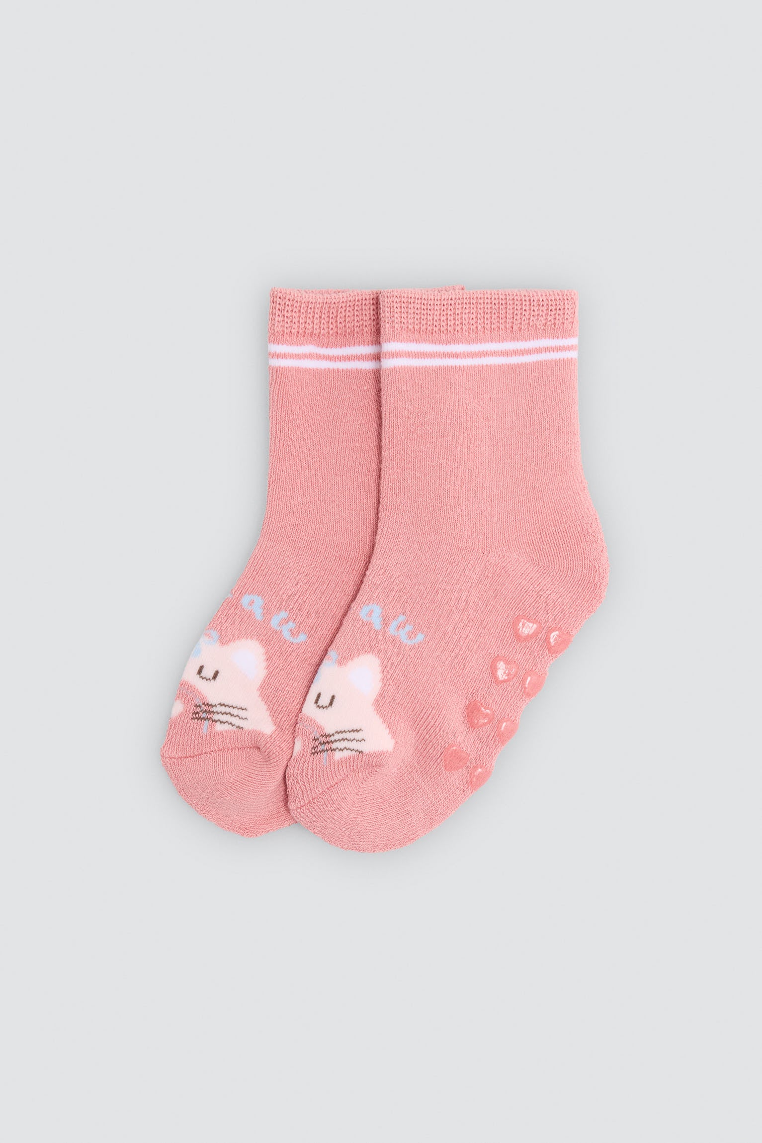 Lot de 2 chaussettes thermiques antidérapantes bébé imprimé chats et arcs-en-ciel