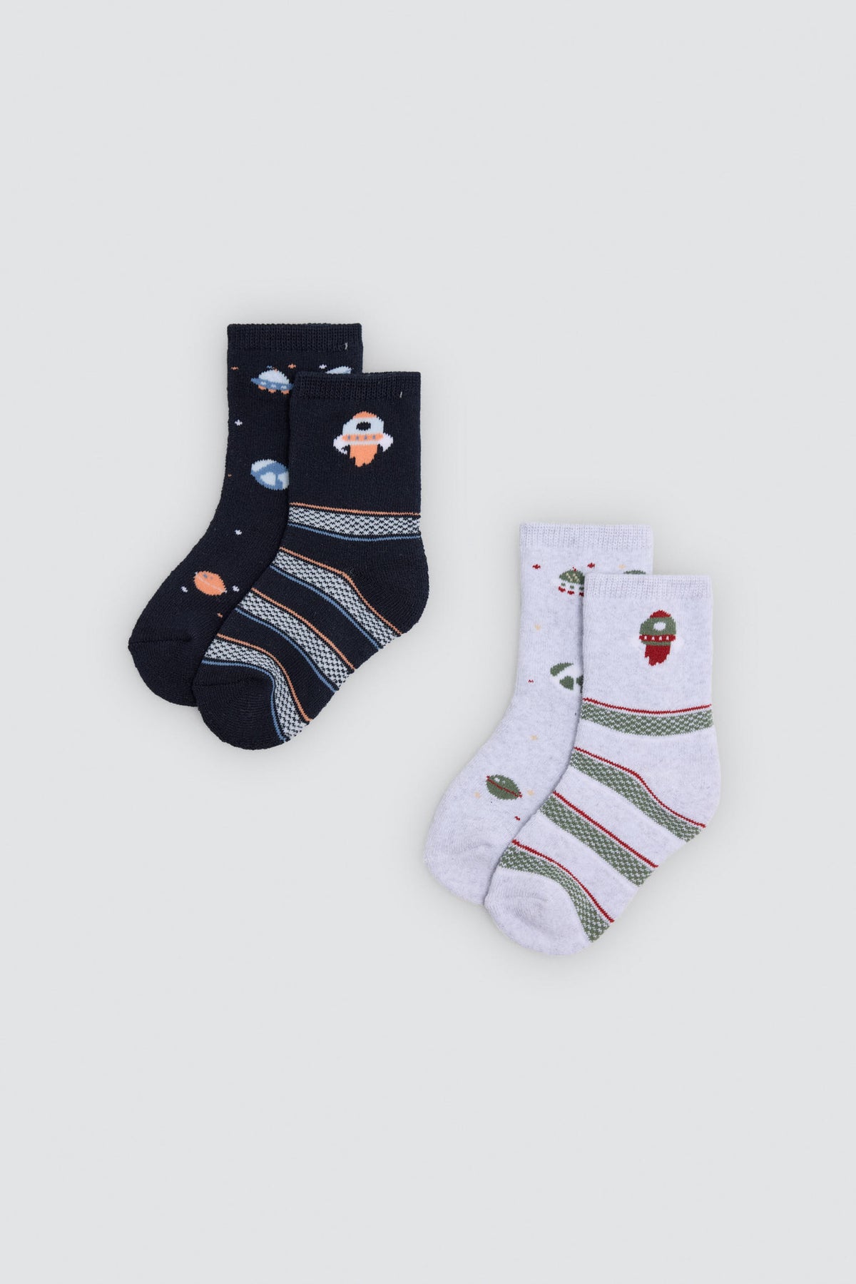 Lot de 4 chaussettes thermiques bébé imprimé espace et fusées