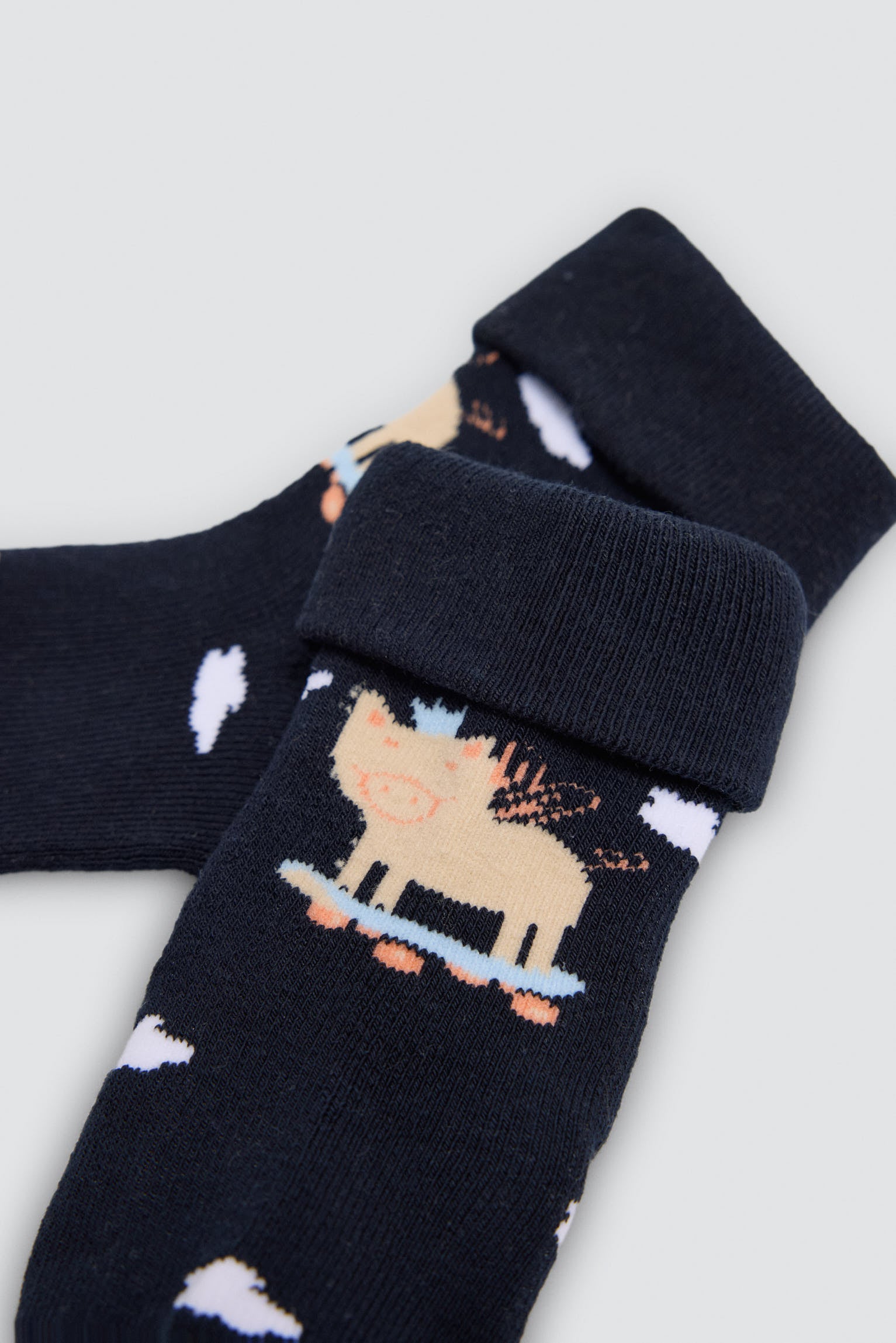 Lot de 4 chaussettes thermiques bébé imprimé tracteurs et cochons