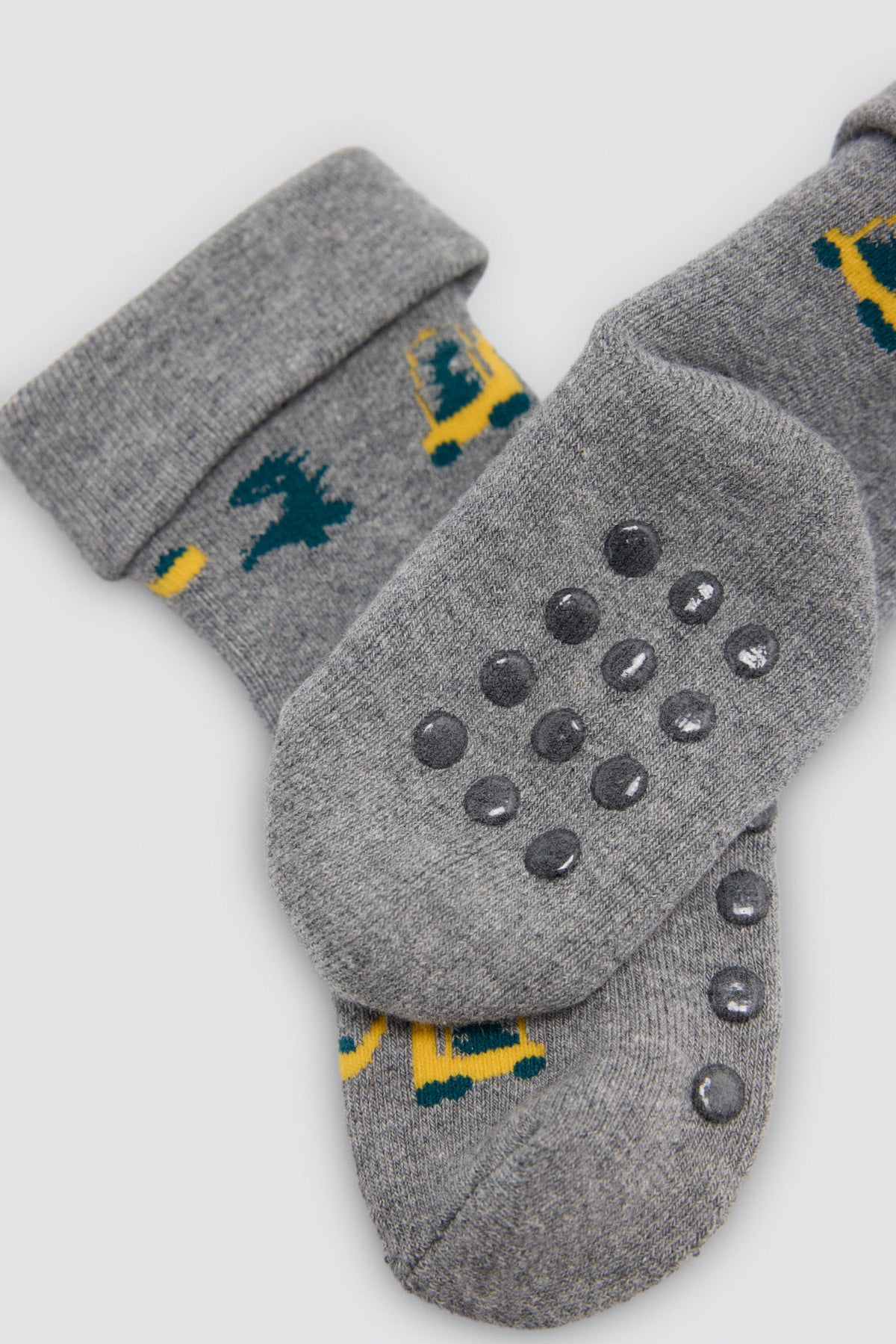 Lot de 4 chaussettes thermiques antidérapantes bébé imprimé tracteurs et flèches
