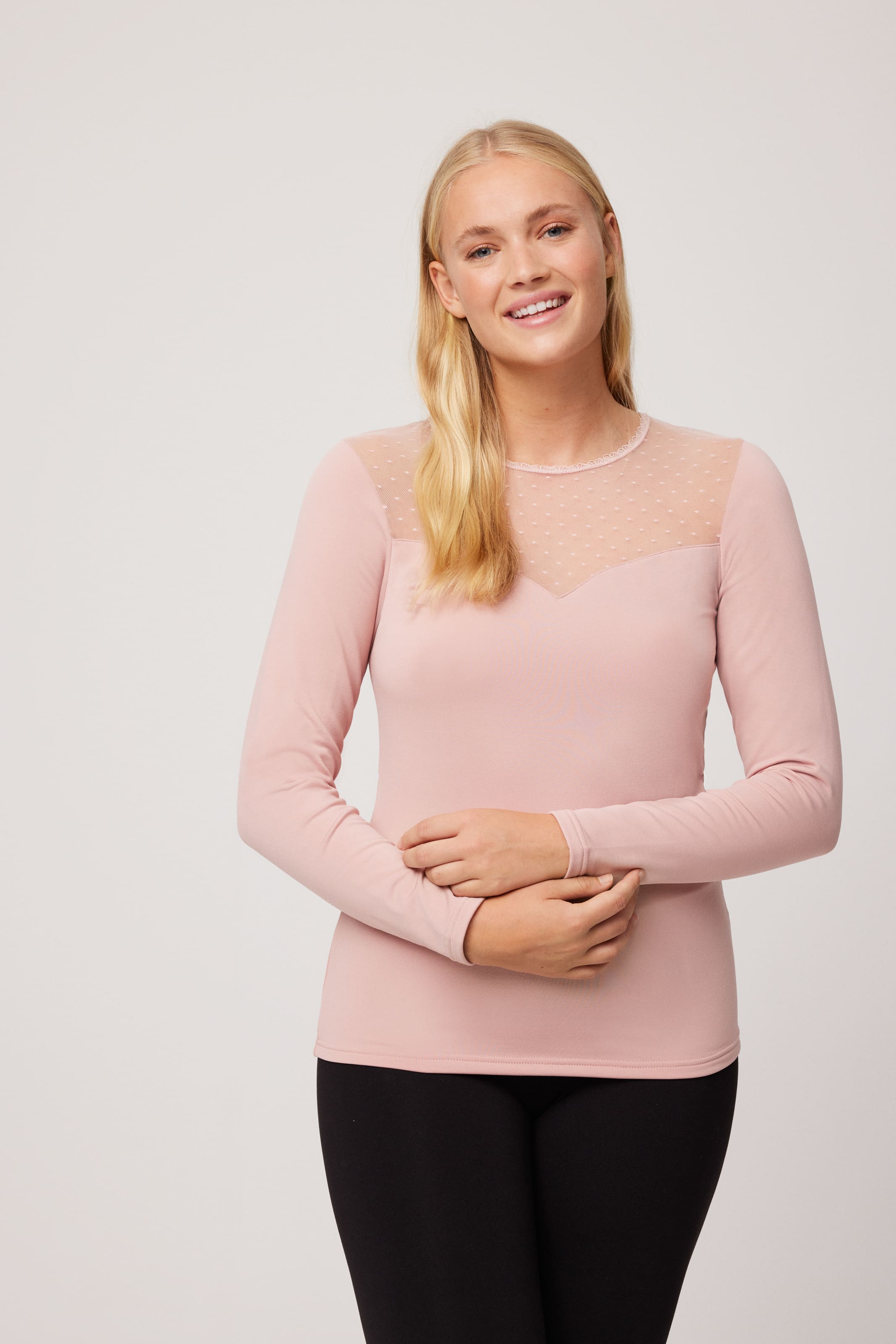 Camiseta térmica manga larga plumeti rosa claro - Ysabel Mora