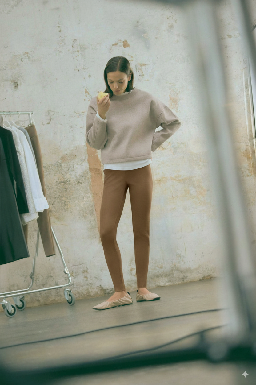 Legging marron effet métallisé