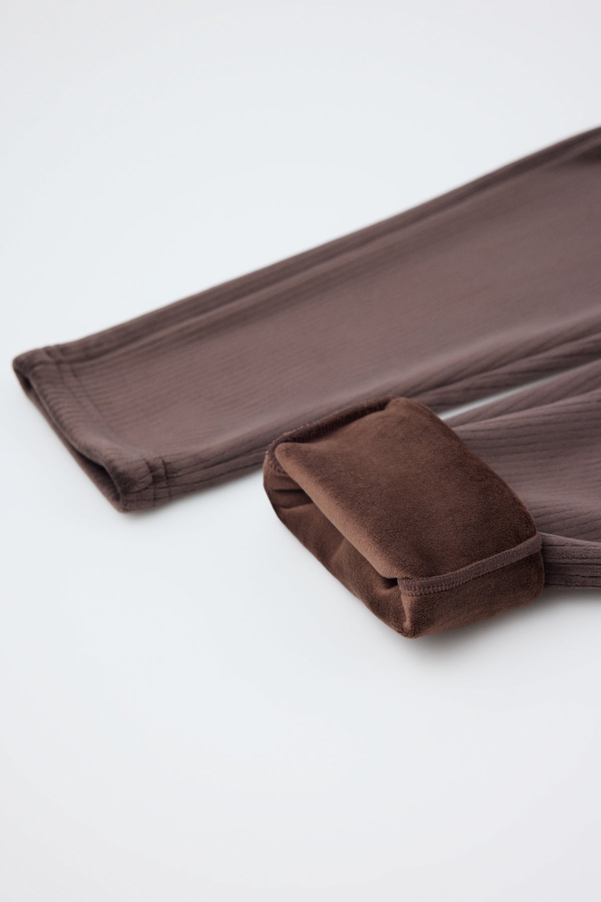 ULTRA THERMIQUE legging gratté effet velours côtelé marron chocolat