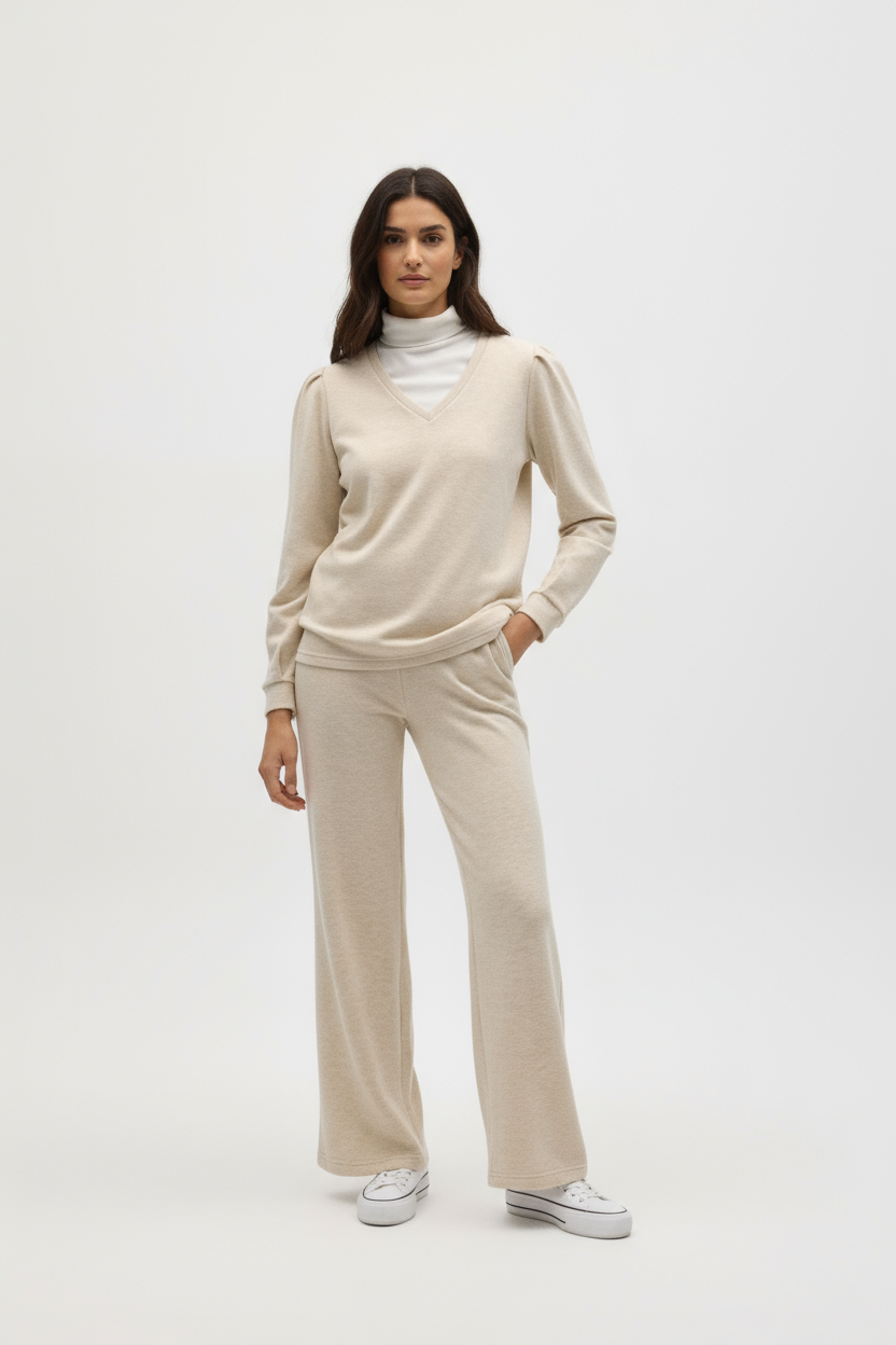 Pantalon droit beige extra confortable