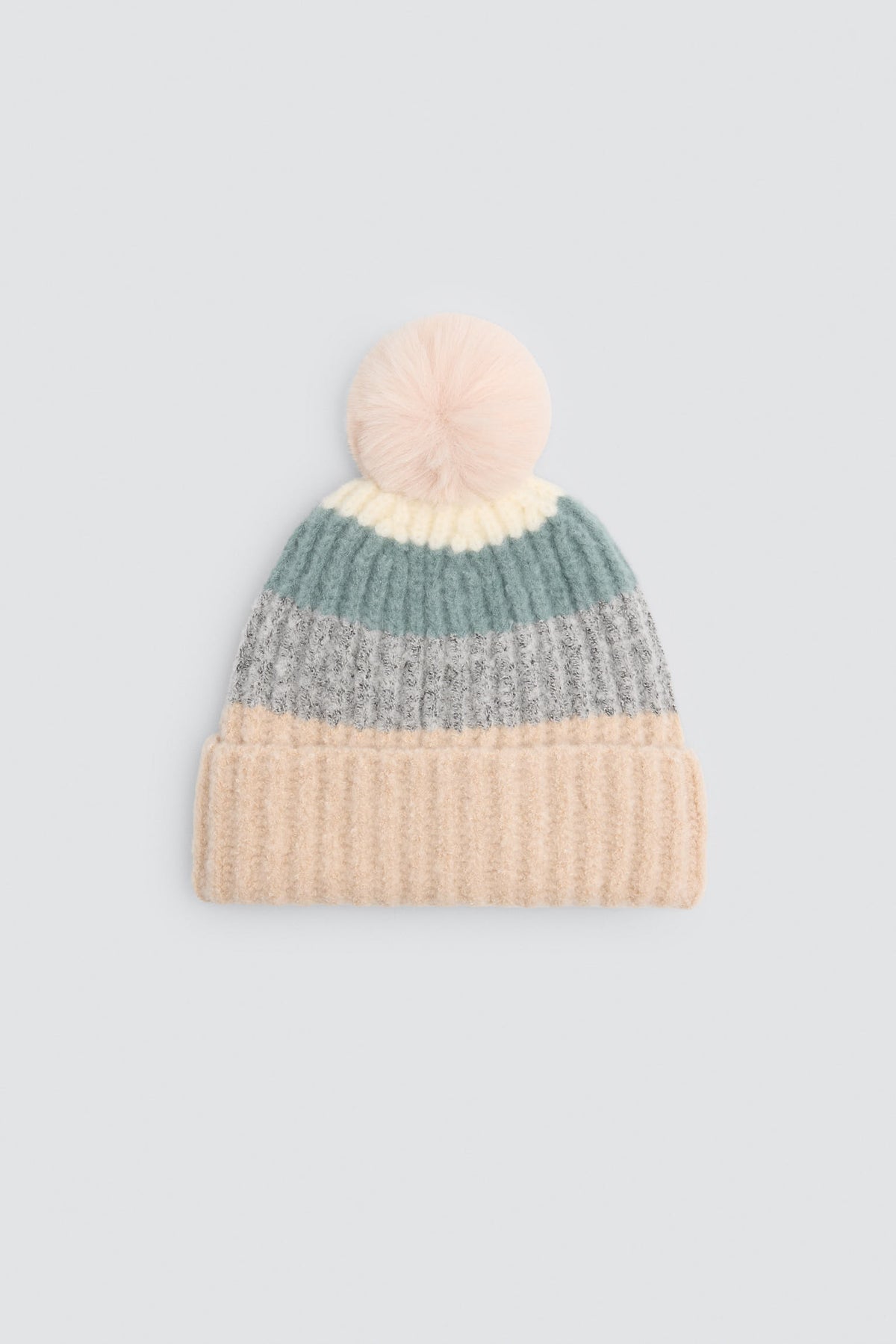Gorro de punto detalle pompón con forro polar multicolor