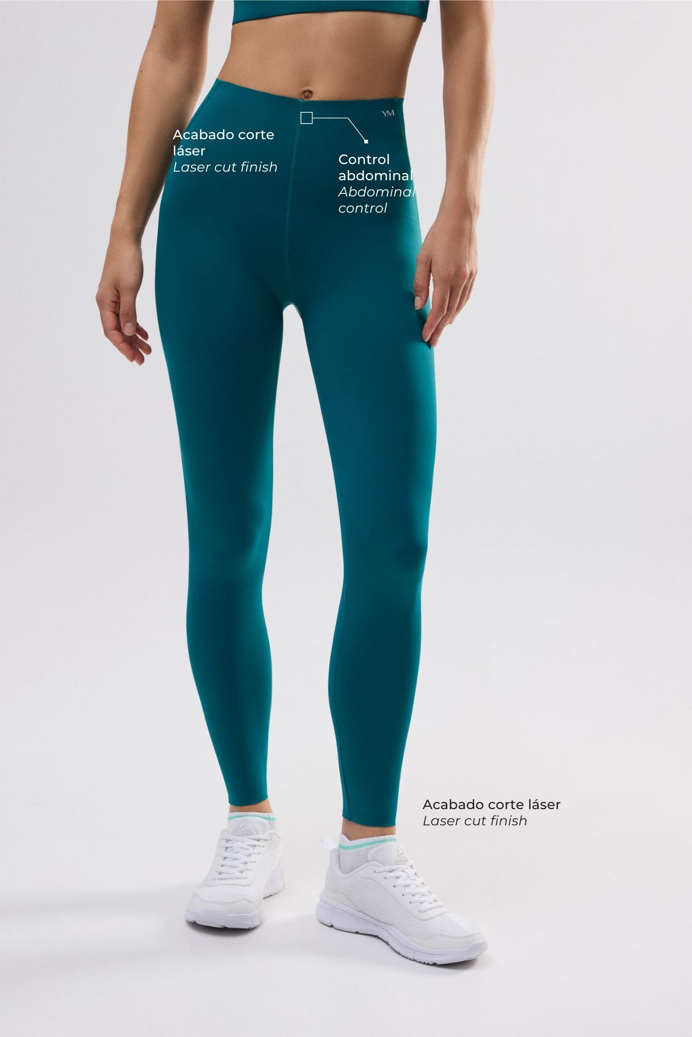 Legging de sport compressif long ventre plat vert