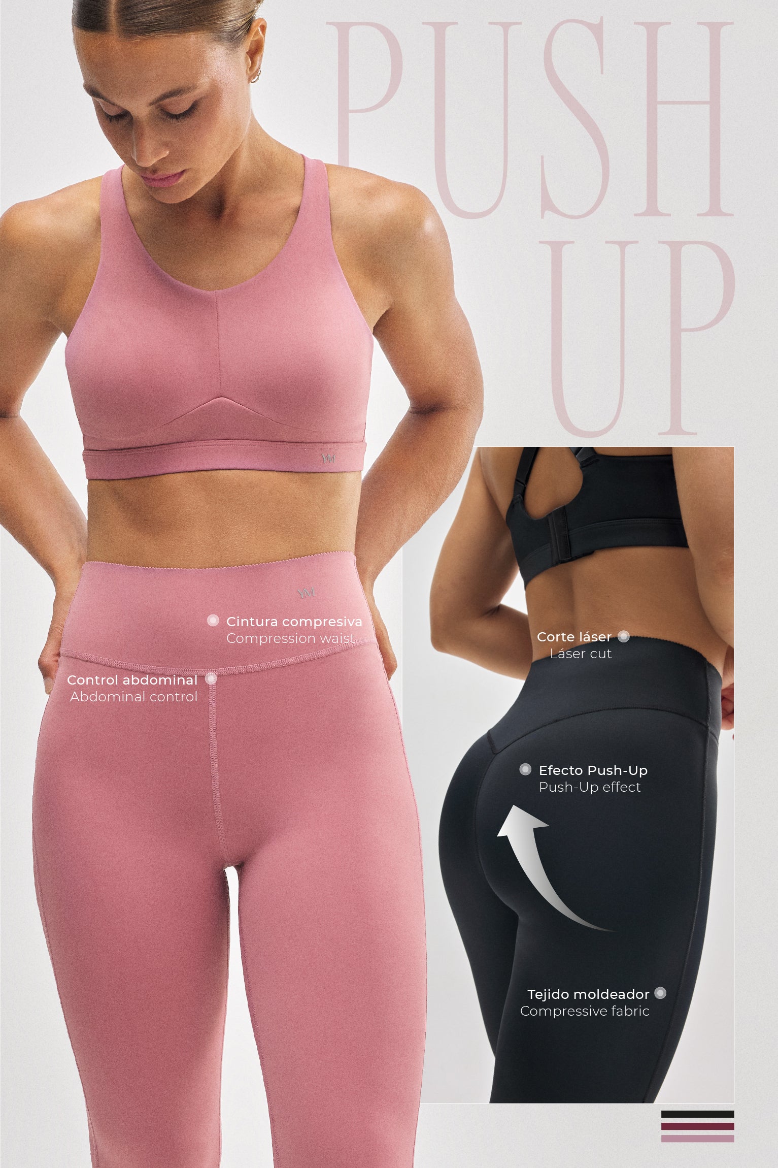 Legging de sport rose effet ventre plat
