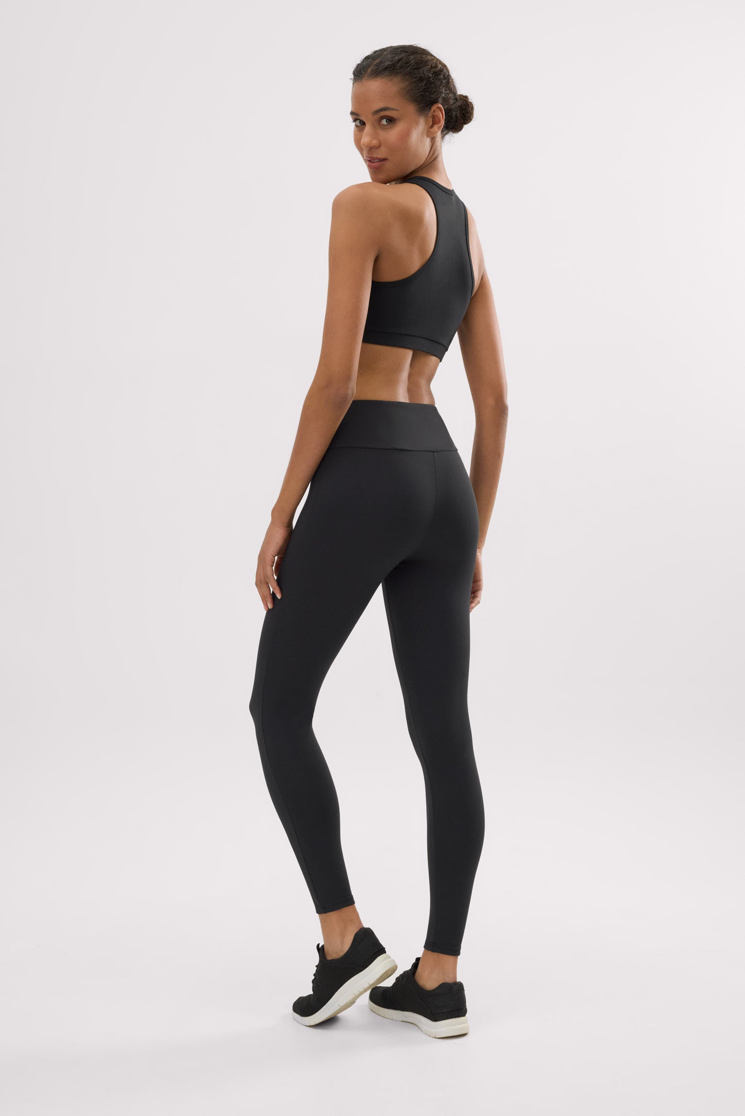 Legging de sport taille haute en coton noir