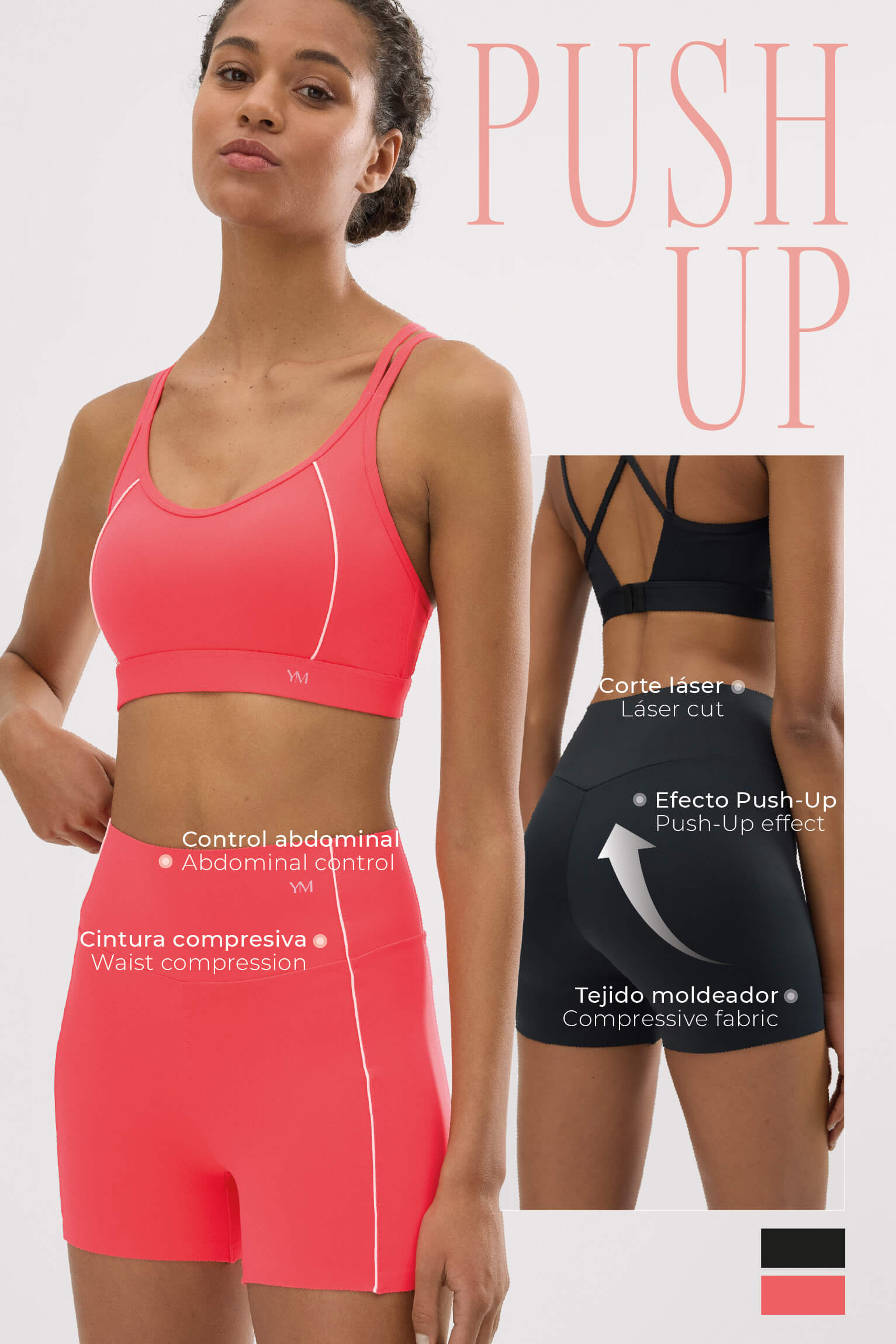 Leggings deportivos Compressive largos efecto push-up negro - Ysabel Mora