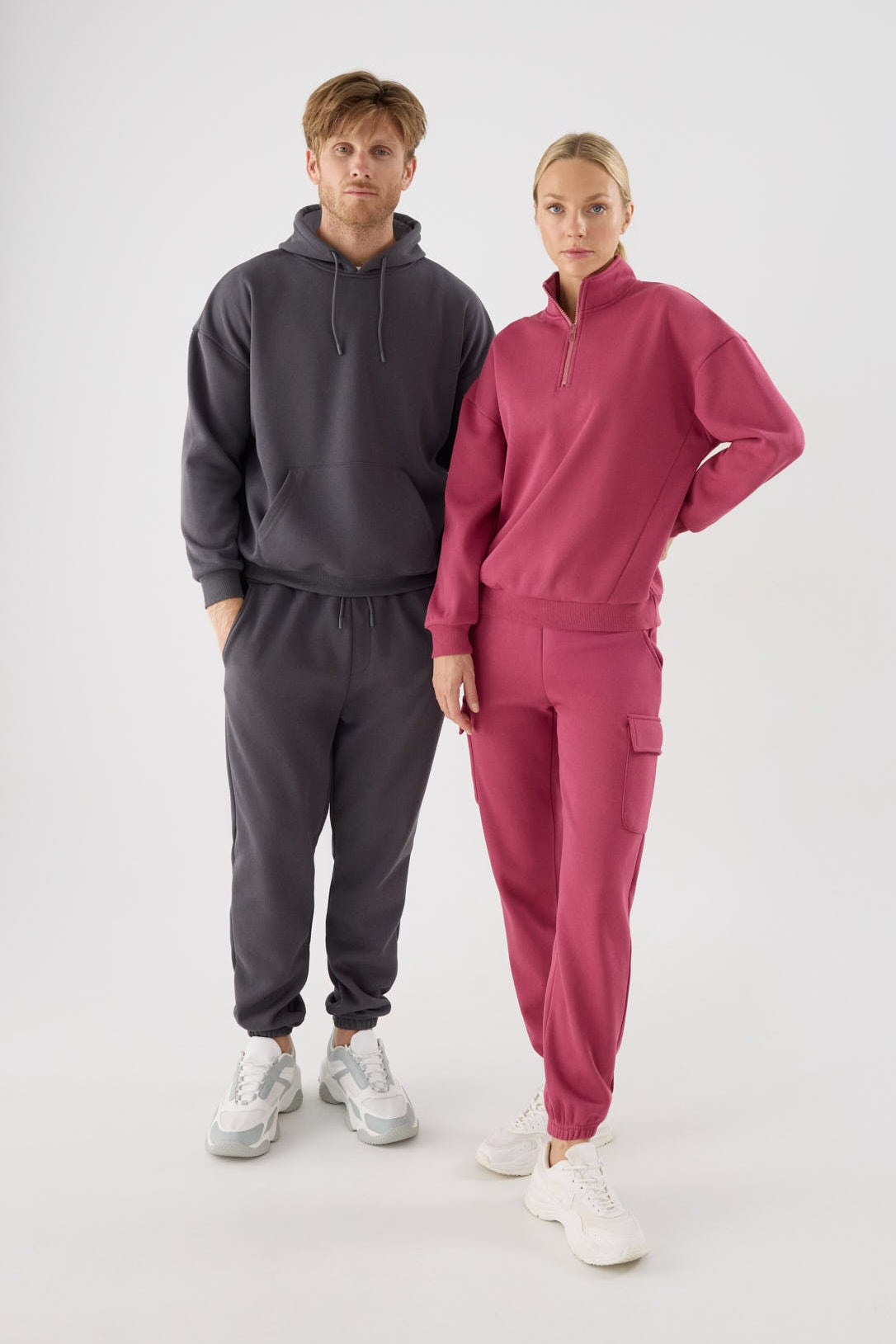 Pantalon jogger homme anthracite molletonné taille réglable