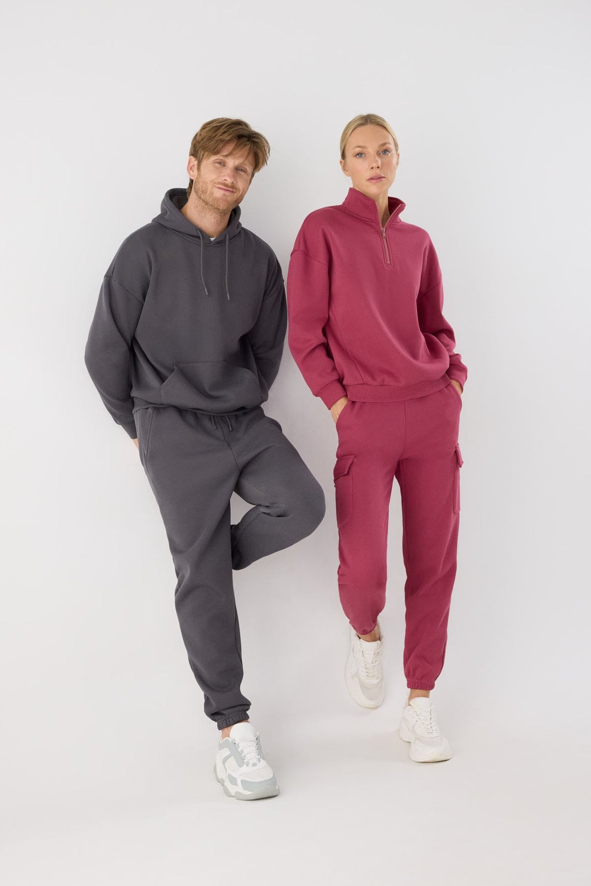 Pantalon jogger homme anthracite molletonné taille réglable