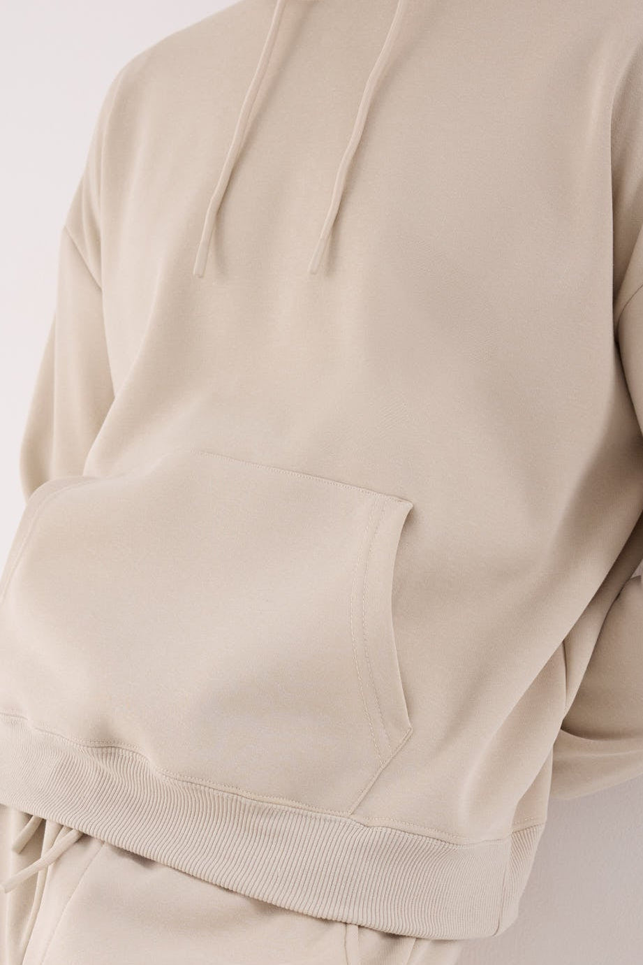 Sweat à capuche sport homme beige molletonné