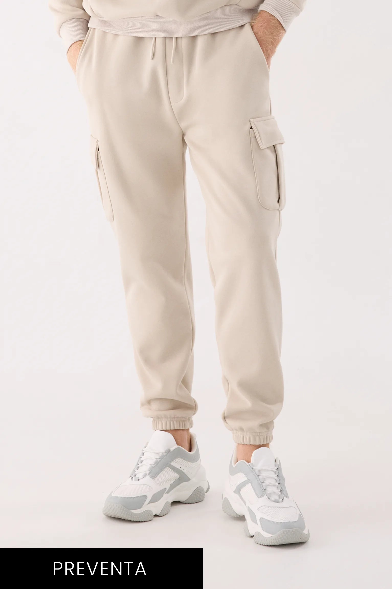 PRÉCOMMANDE Pantalon cargo homme beige molletonné taille réglable