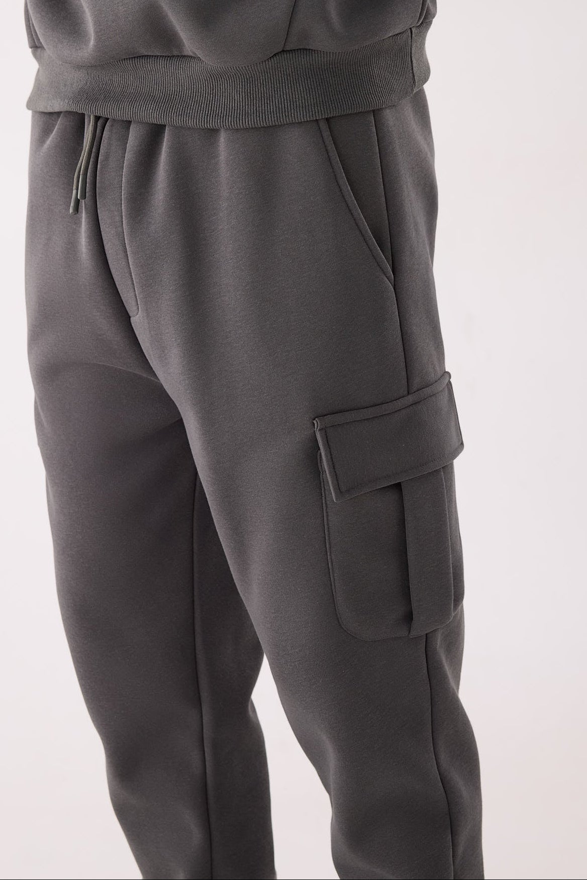 Pantalon cargo homme anthracite molletonné taille réglable