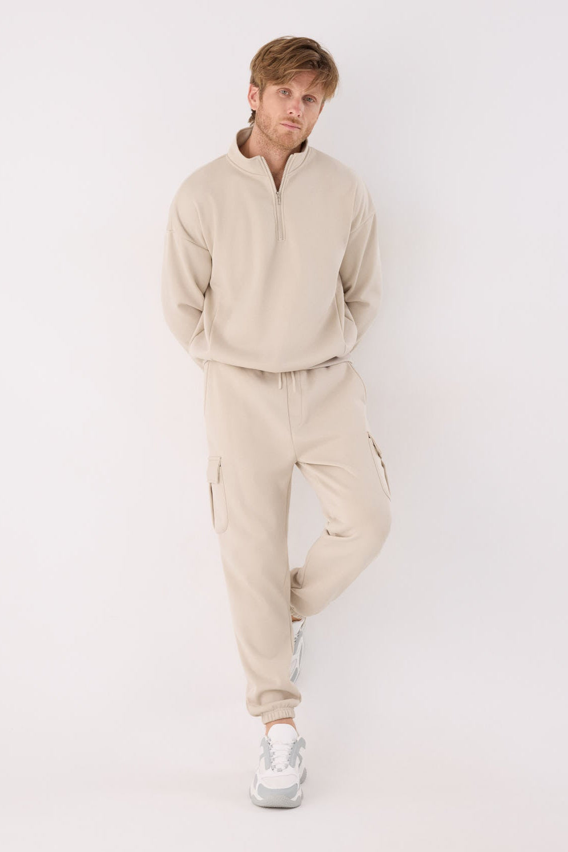 PRÉCOMMANDE Pantalon cargo homme beige molletonné taille réglable
