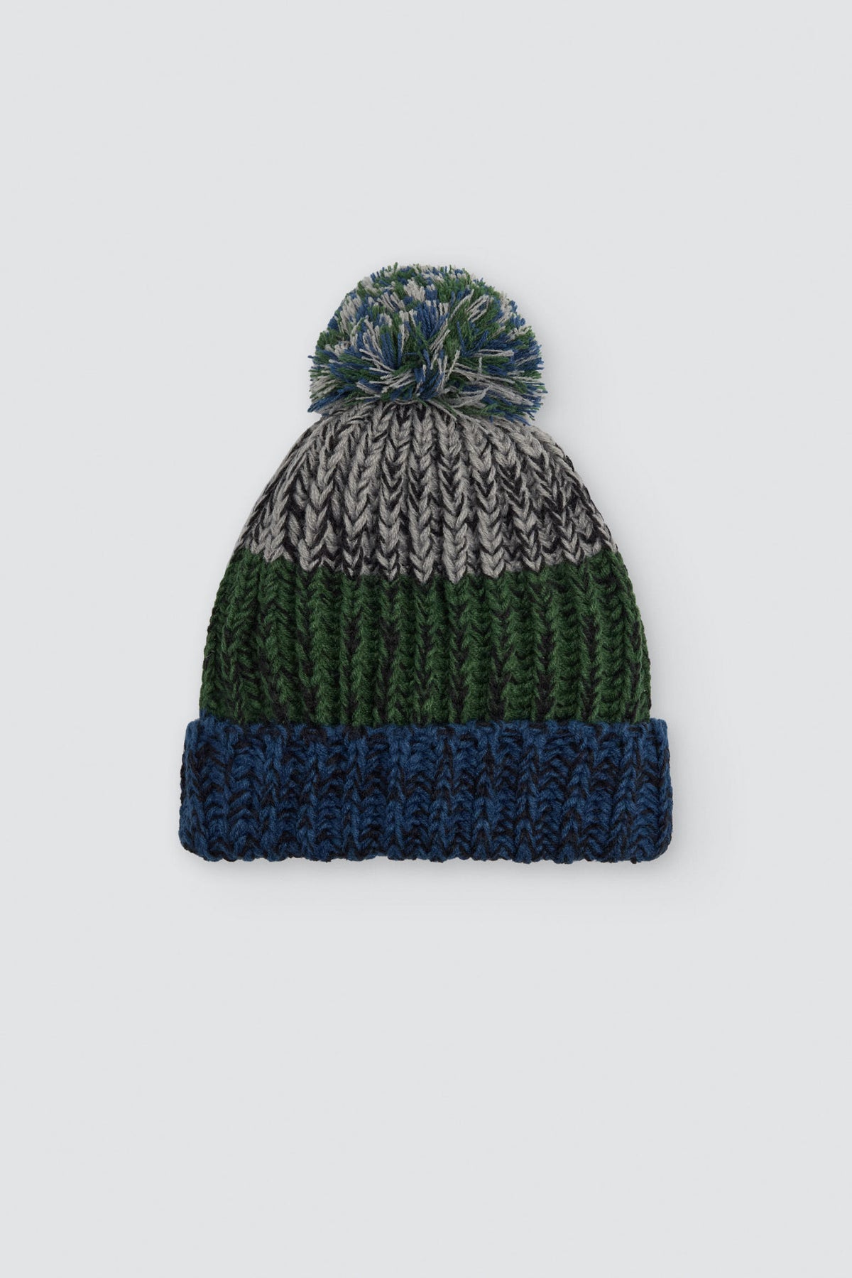 Gorro de punto para niño detalle pompón y forro polar multicolor