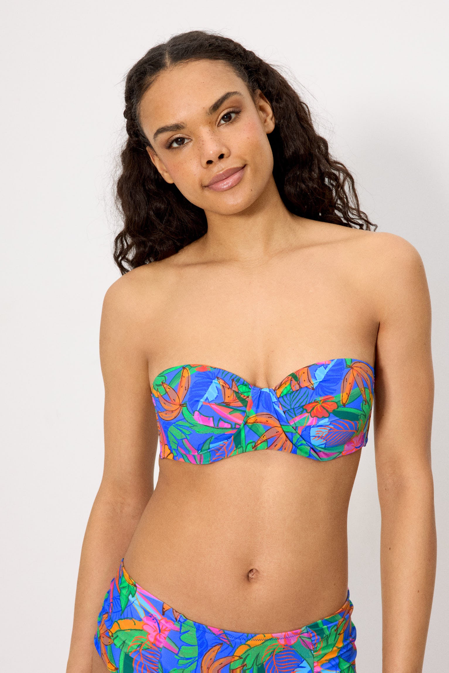 Haut de bikini bandeau imprimé tropical, bonnet C