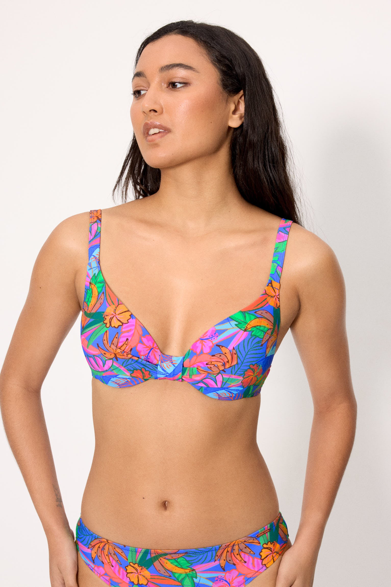 Haut de bikini à imprimé tropical, bonnet B