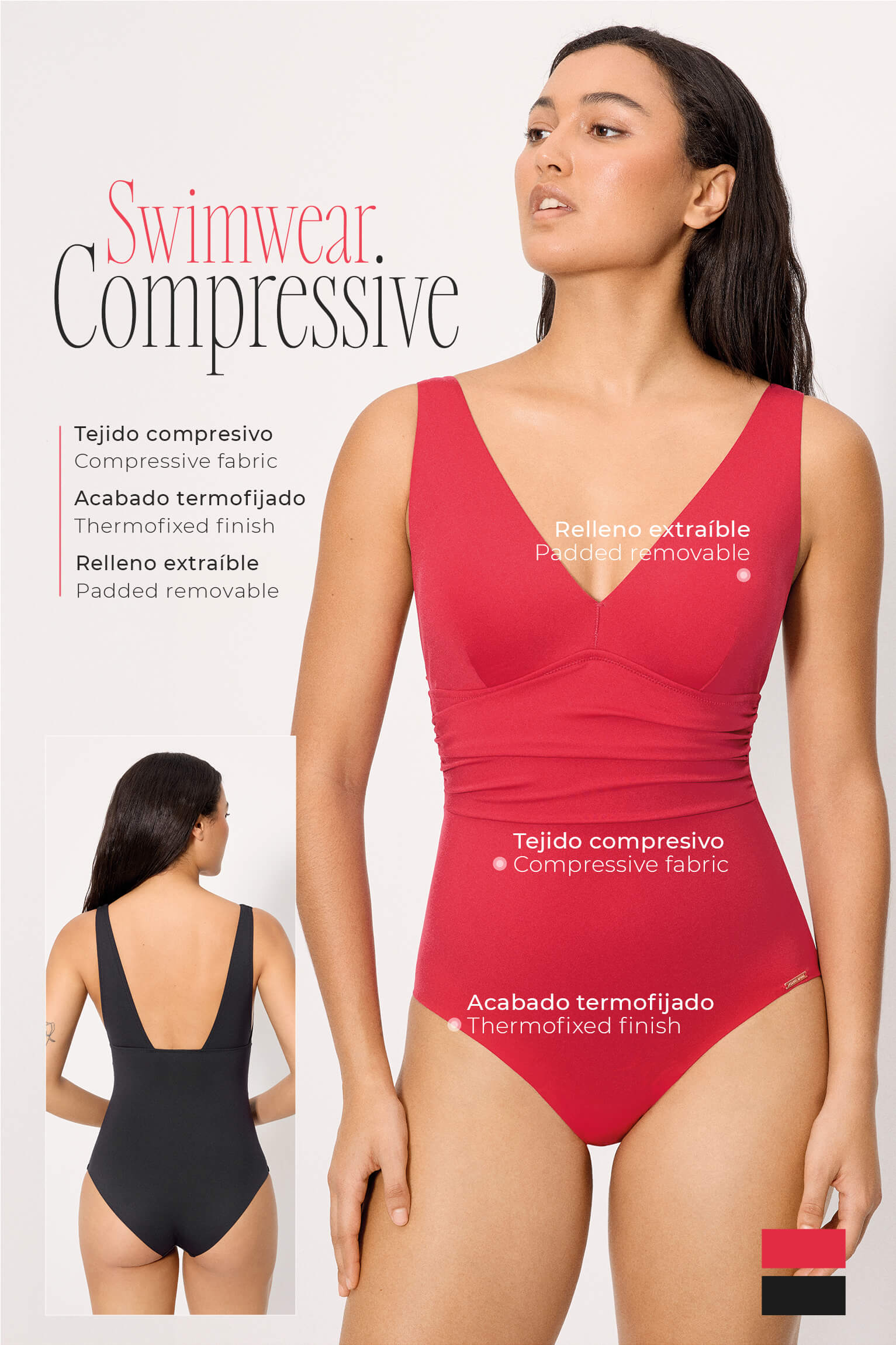 Bañador reductor Compressive negro copa B - Ysabel Mora