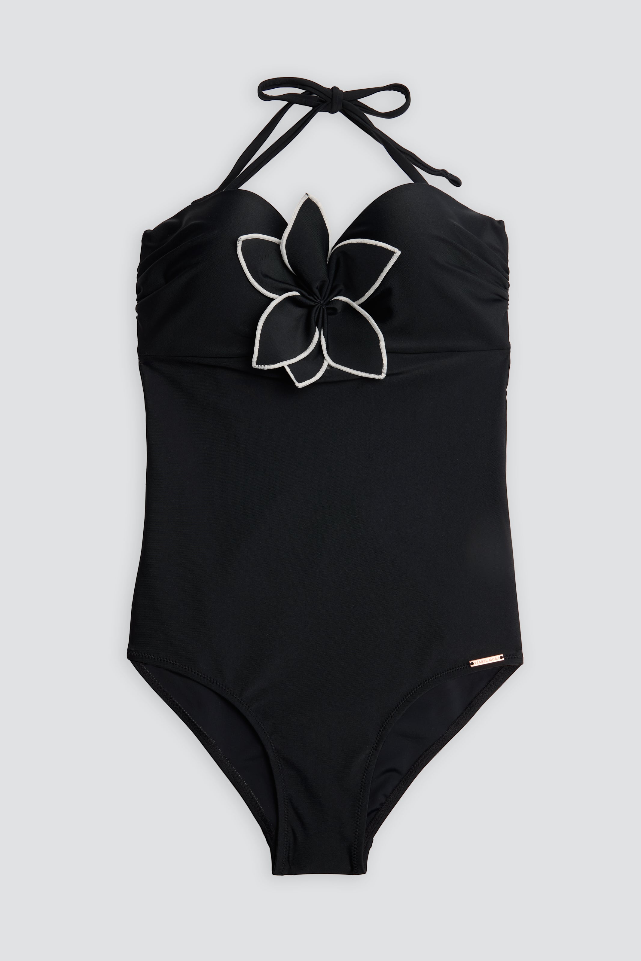 Maillot de bain bandeau amincissant noir à armatures, bonnet B