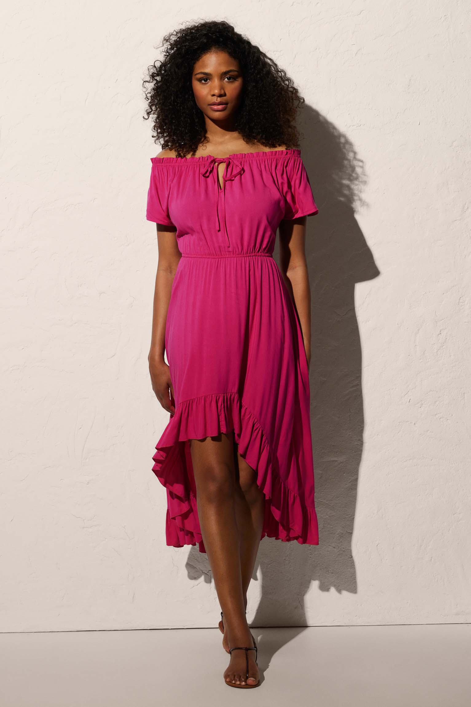 Vestido de playa largo con abertura y vuelo con detalle lazo - Ysabel Mora
