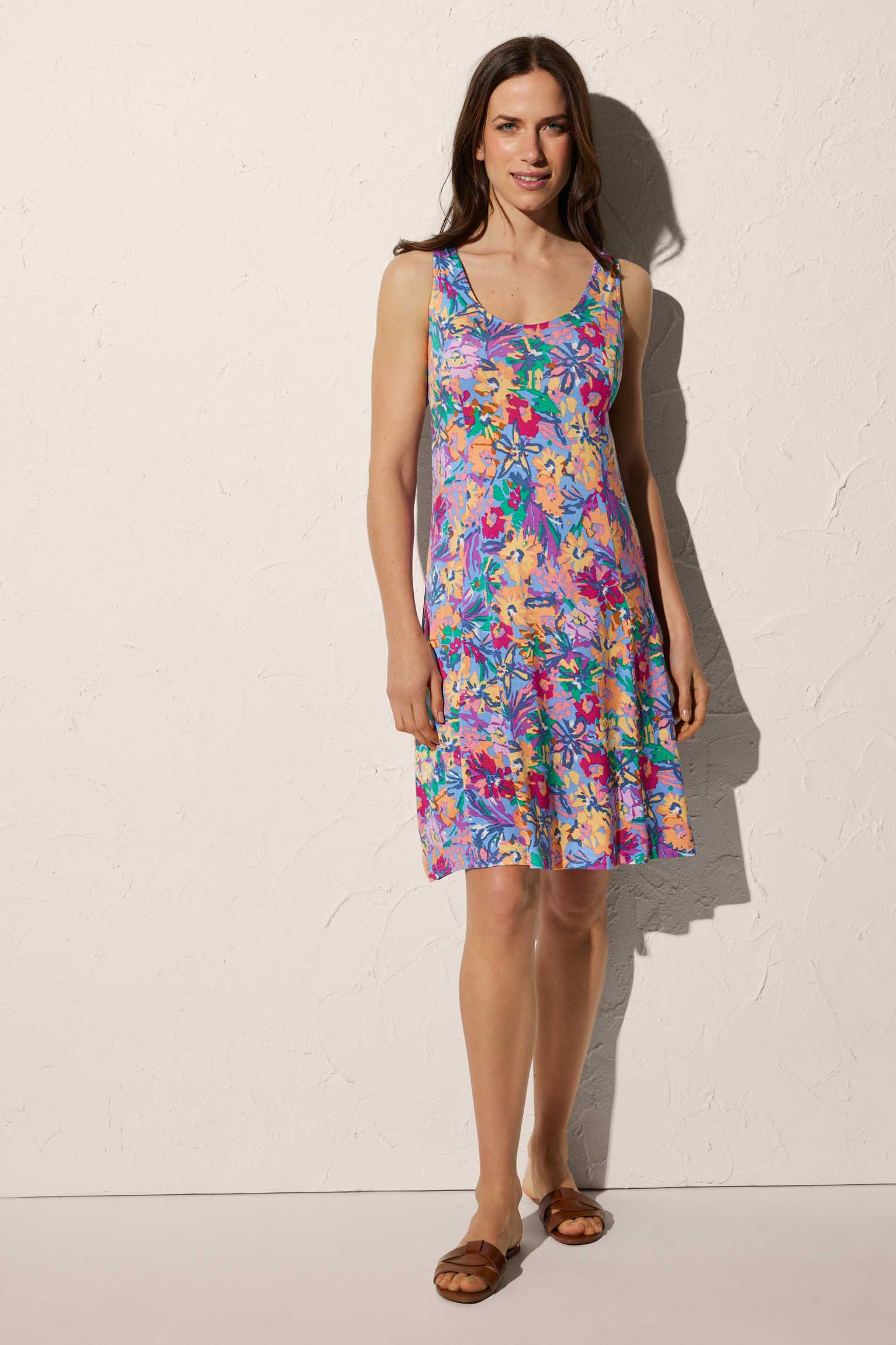 Vestido de playa largo rodilla de tirantes estampado floral - Ysabel Mora