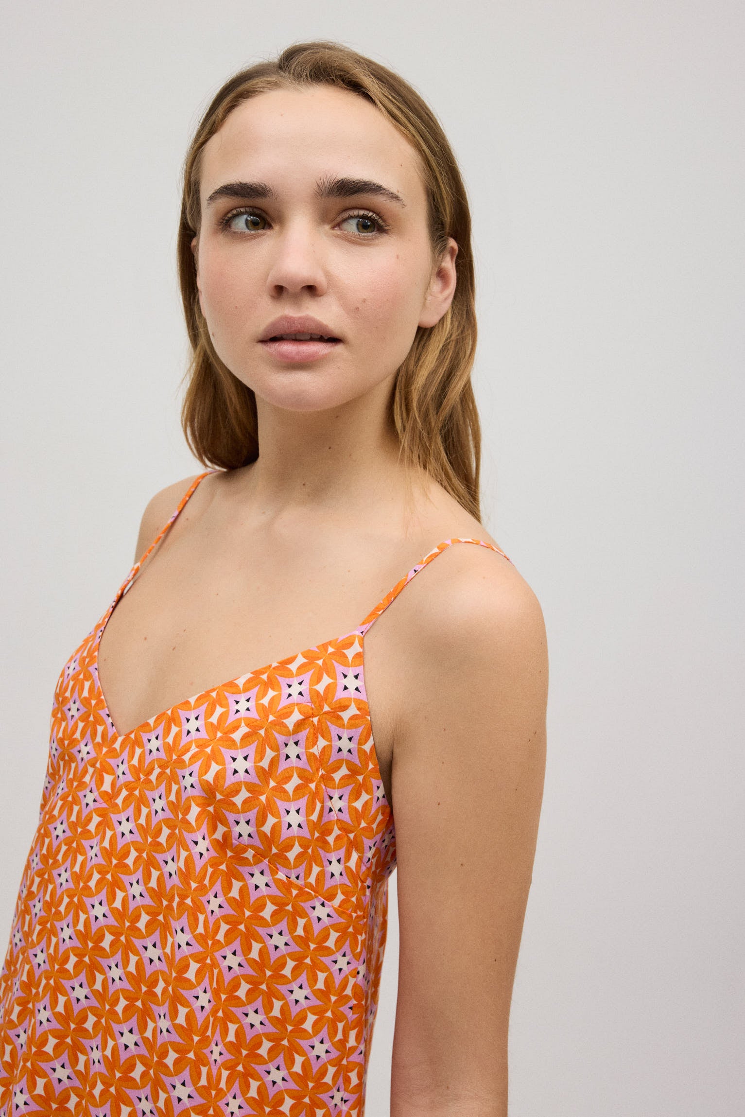 Vestido corto tirantes regulables estampado geométrico - Ysabel Mora