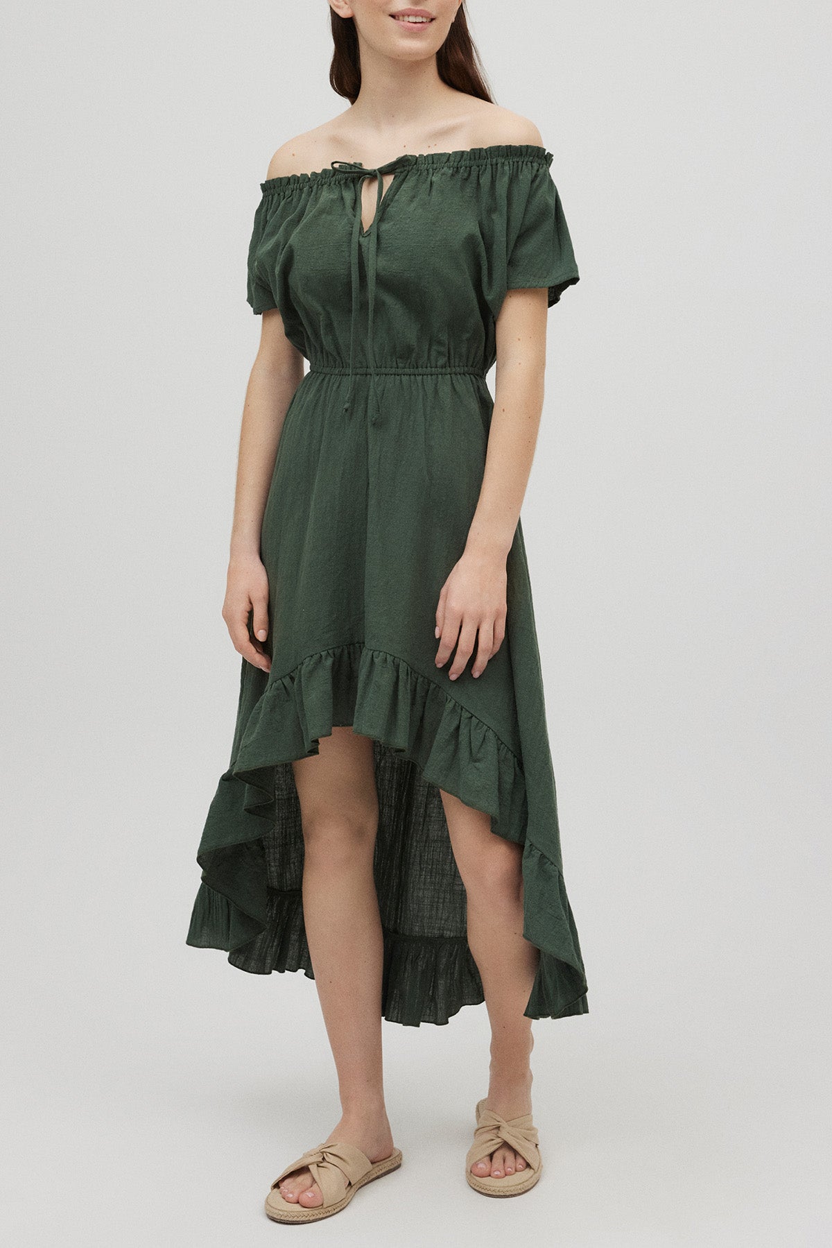 Robe asymétrique verte