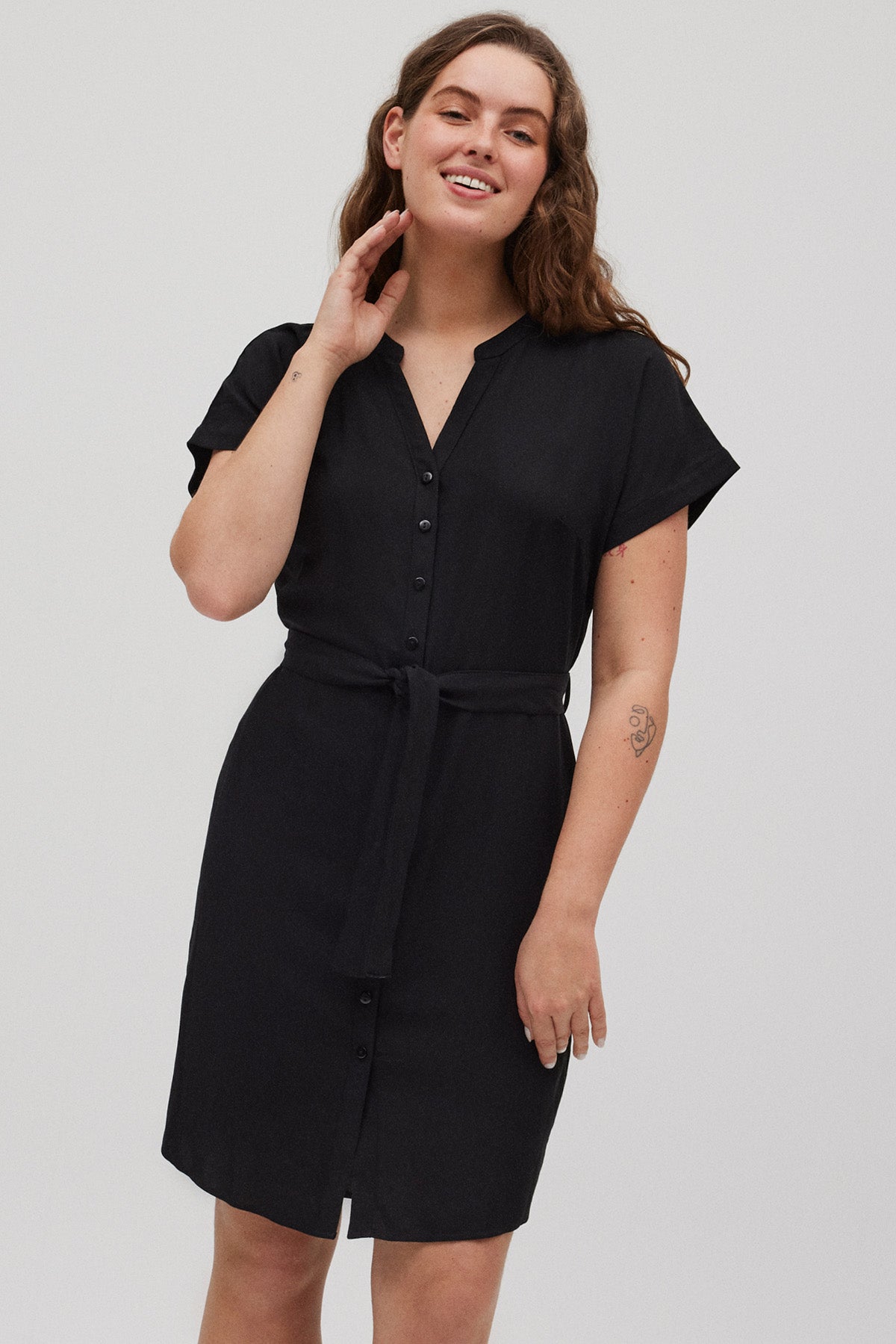 Robe chemise midi noire