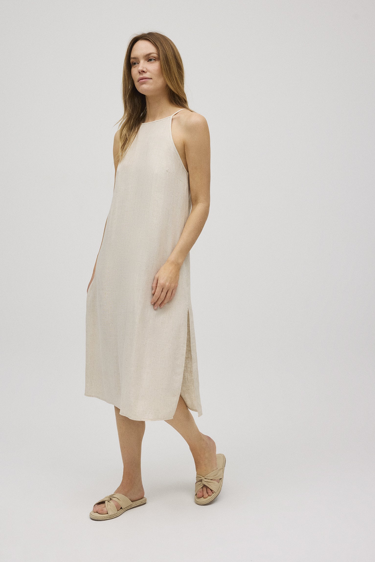 Robe midi droite en lin