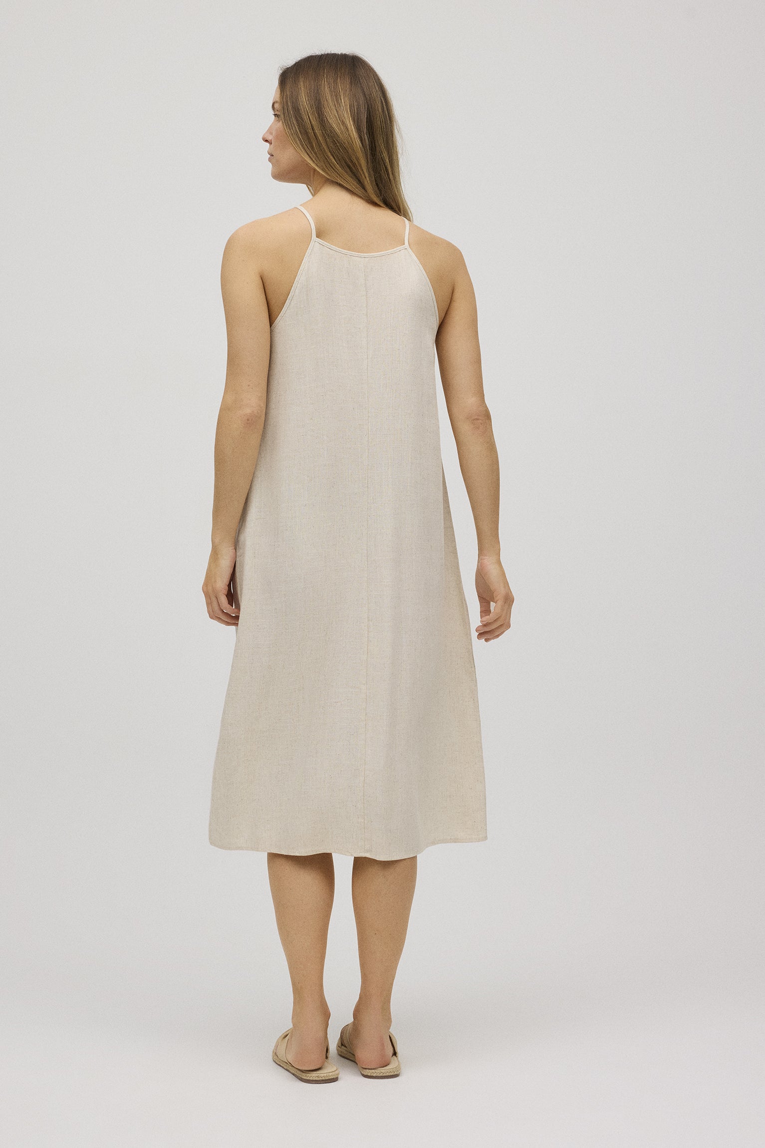 Robe midi droite en lin