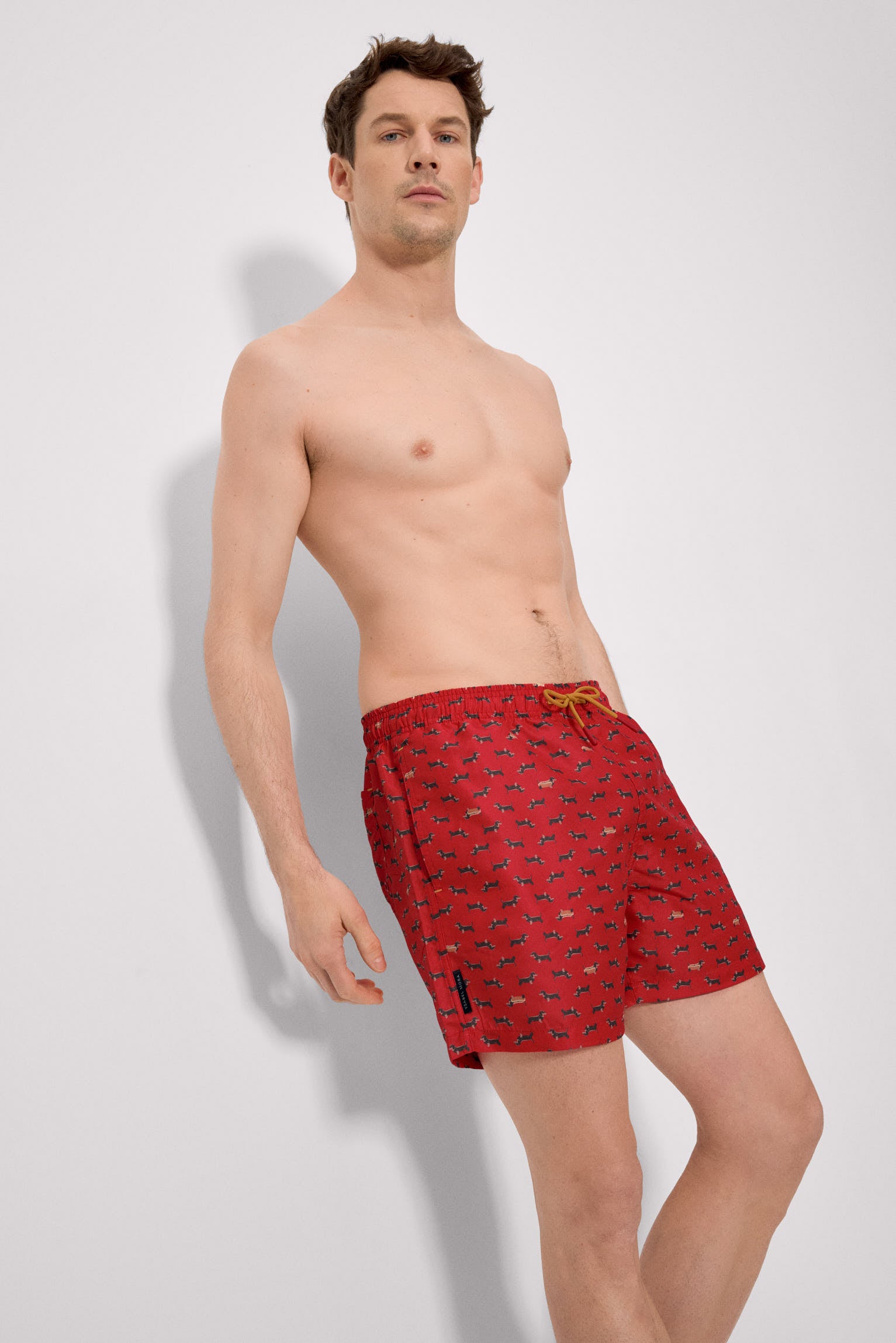 maillot de bain une pièce à imprimé teckel roux